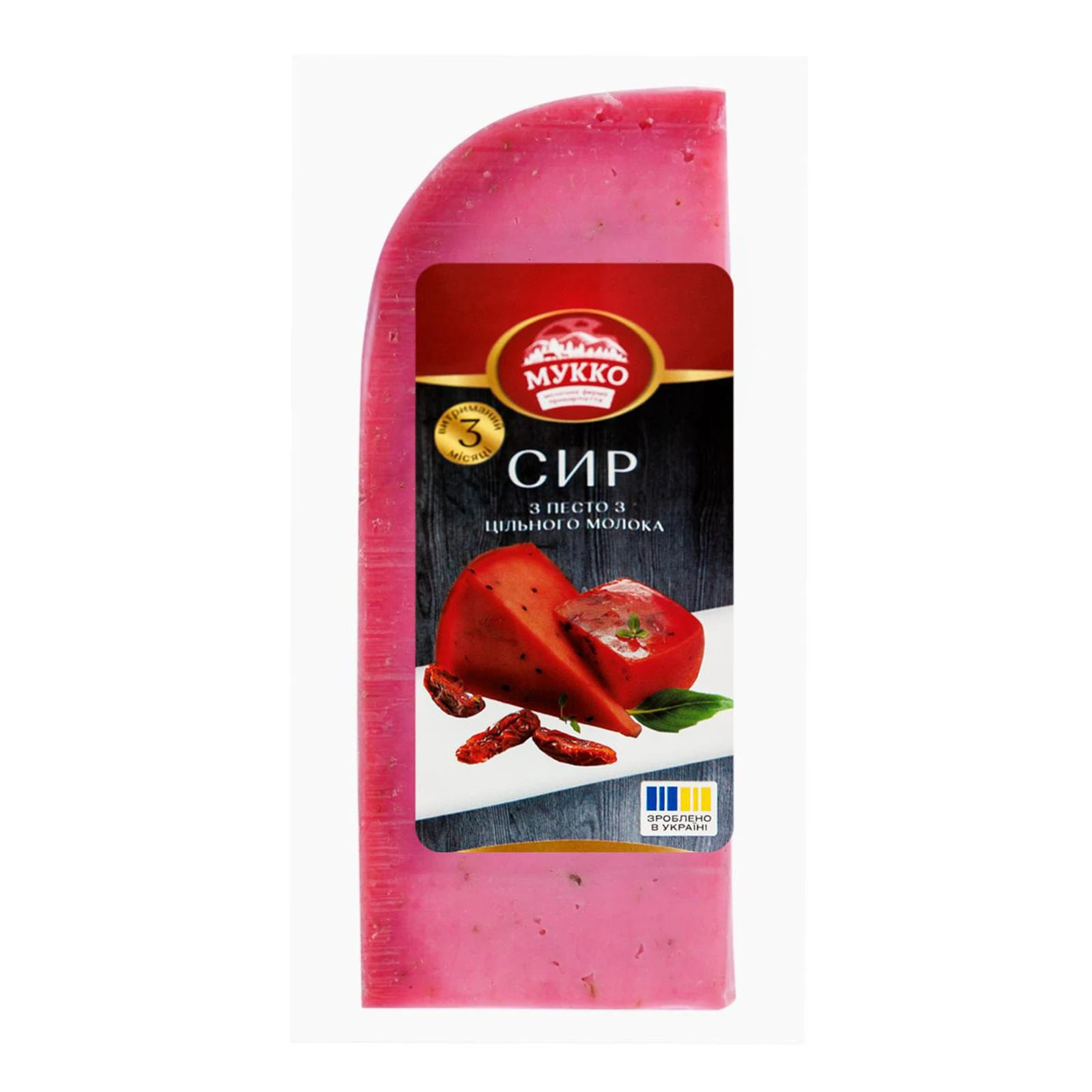 Сир Мукко з песто з цільного молока 3 місяці витримки твердий 39.4% Фото №:1