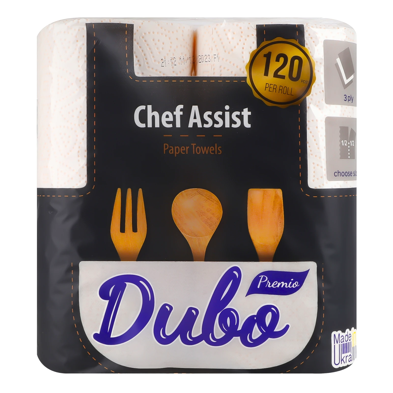 Рушники паперові Диво Premio Chef Assist 3-х шарові 2шт/уп Фото навігації №:1
