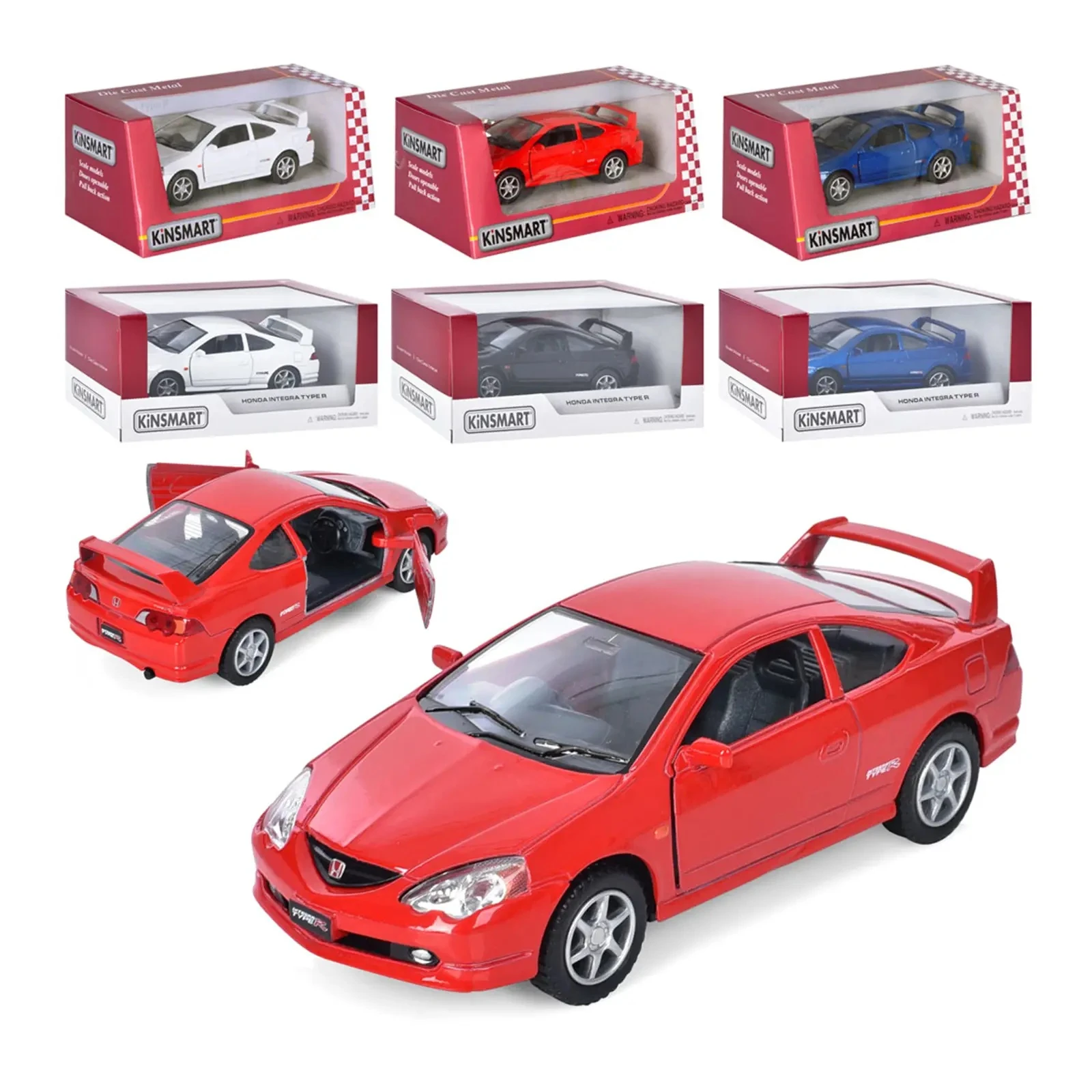 Машинка Kinsmart металева інерційна Honda Integra Type R 1:34, гумові колеса, двері відчиняються KT5053W 4кольори Фото №:1