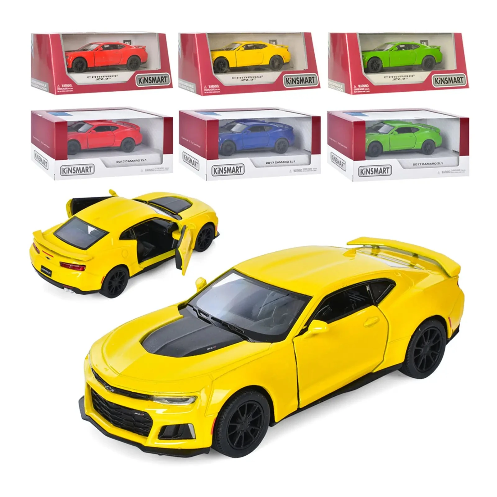 Машинка Kinsmart металева інерційна Chevrolet Camaro ZL1 2017 1:38, гумові колеса, двері відчиняються KT5399W 4кольори Фото №:1