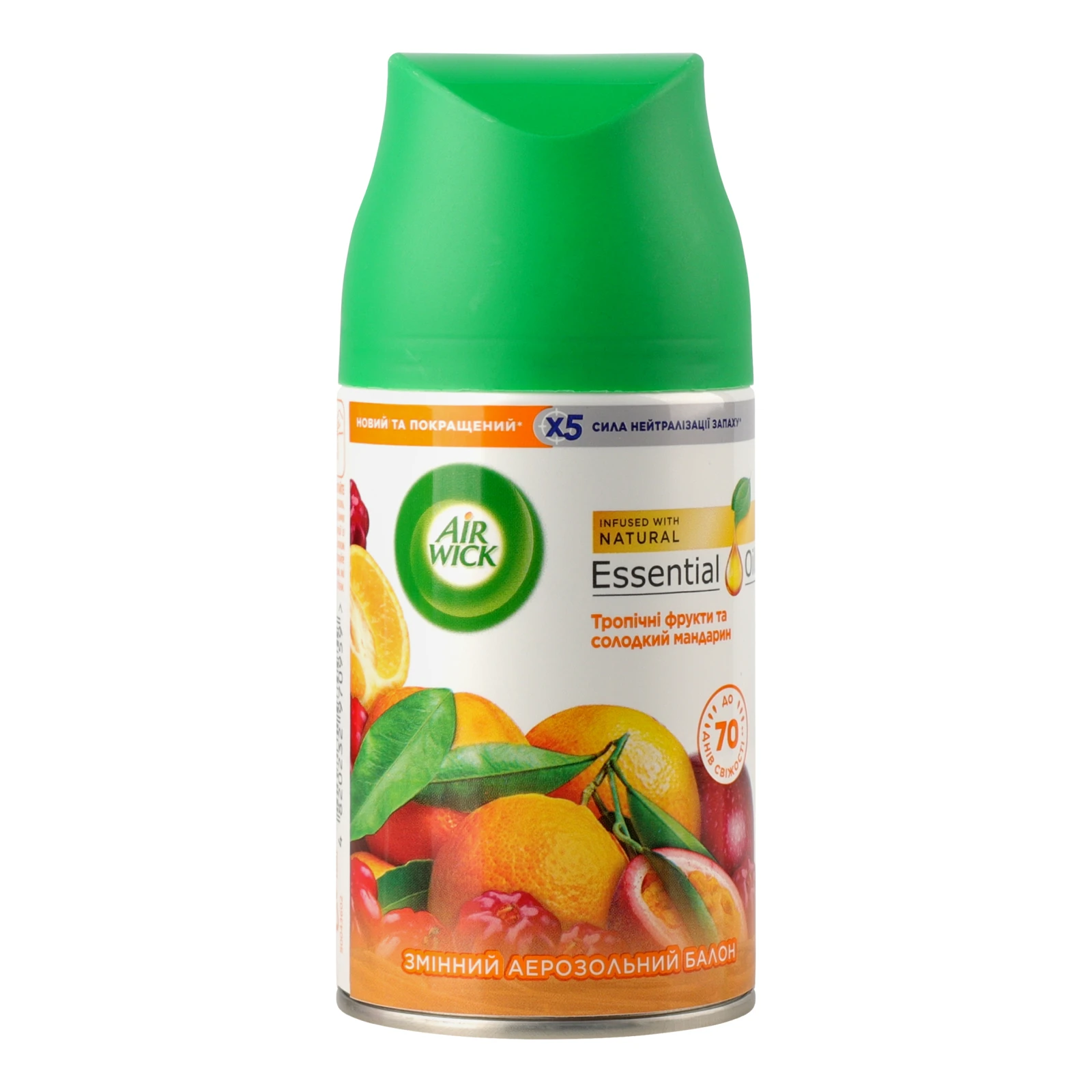 Балон аерозольний Air Wick Freshmatic змінний для автоматичного освіжувача повітря Тропічні фрукти та мандарин 250мл Фото №:1