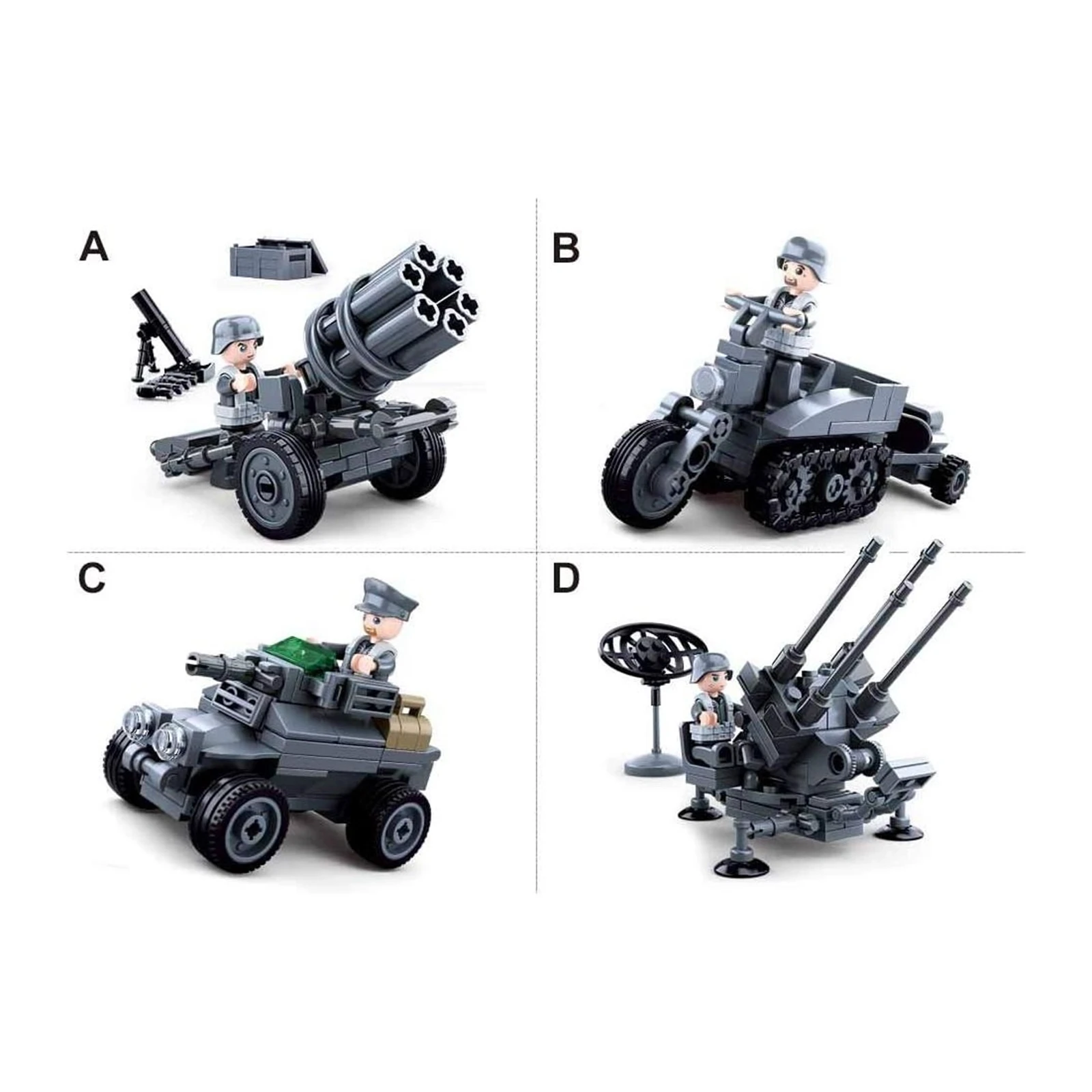 Конструктор Sluban M38-B0680 військова техніка фігурка 8видів 29-17-19см від 79дет. кор. в диспл. Фото №:3