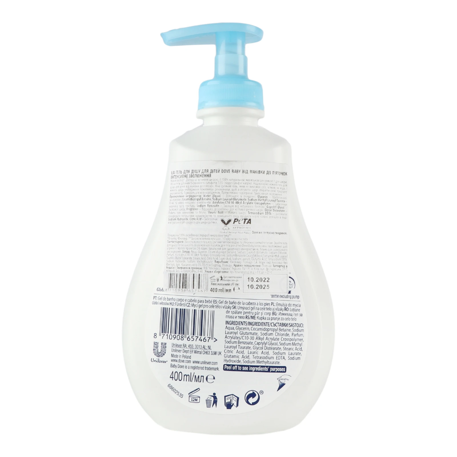 Гель для душу Dove Baby Rich moisture для дітей 400мл Фото №:2