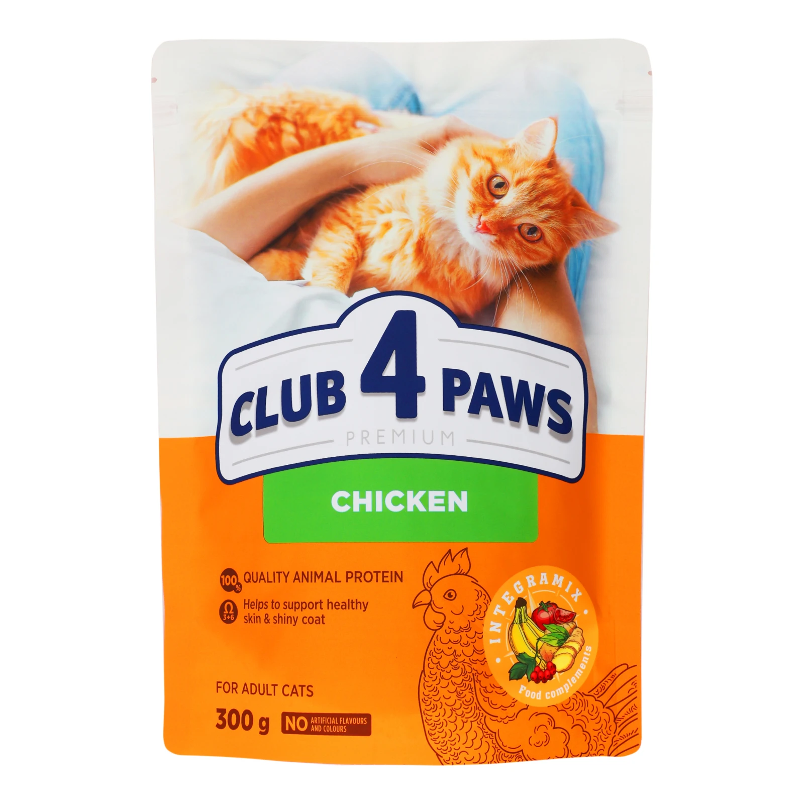 Корм для котів Club 4 Paws Premium сухий повнораціонний для дорослих котів з куркою 300г Фото №:1