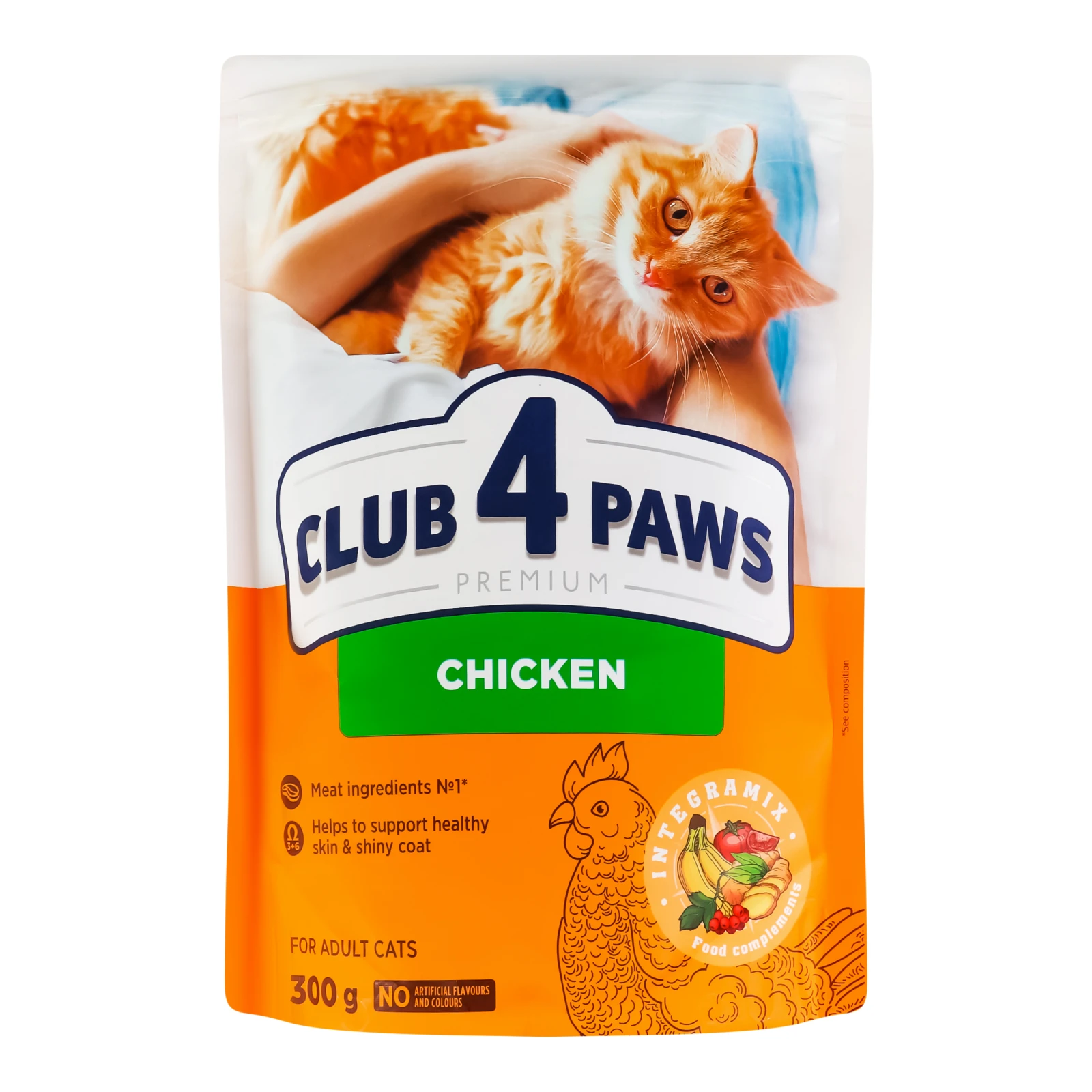 Корм сухий Club 4 Paws Premium Курка для дорослих котів 300г Фото №:1