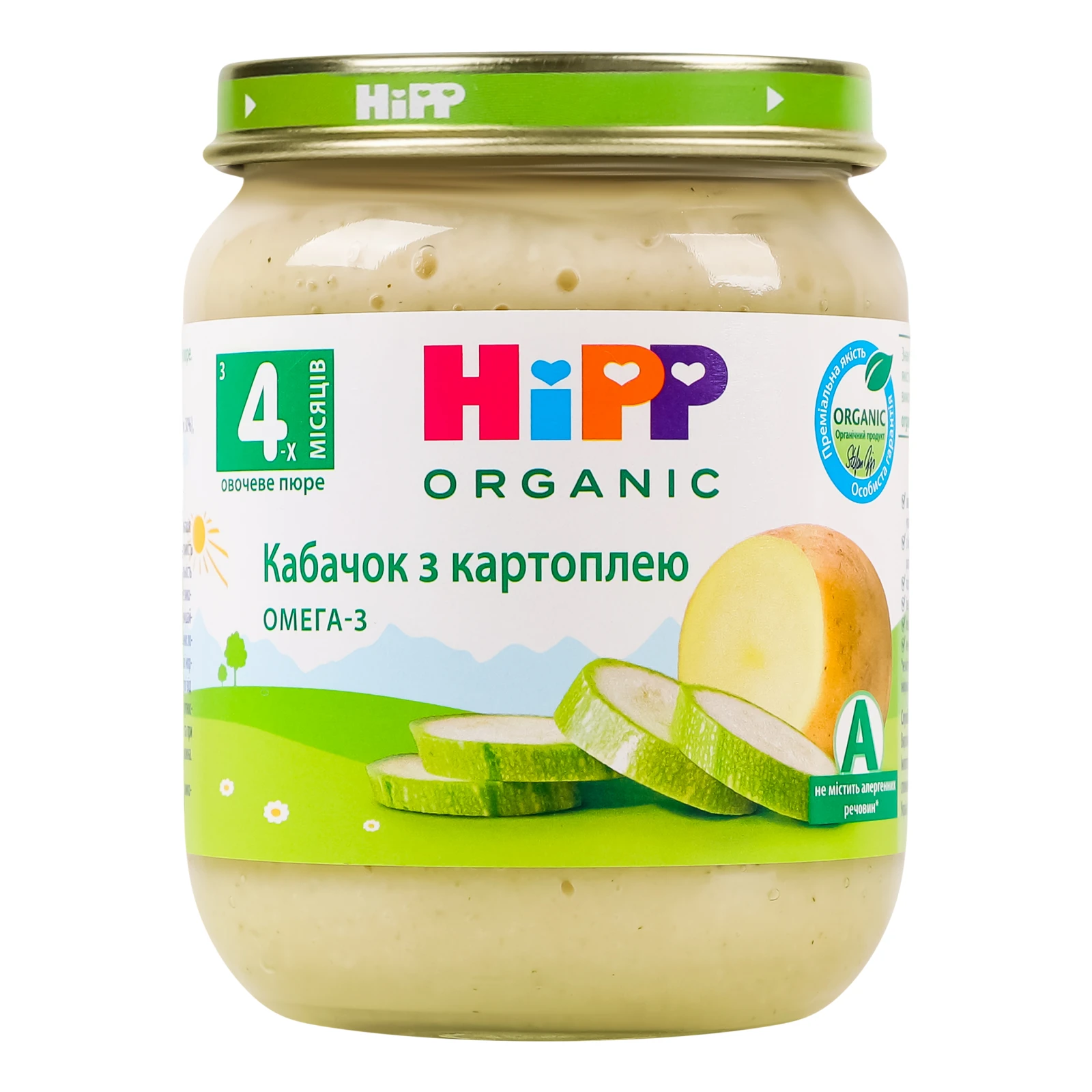 Пюре Hipp Organic овочеве гомогенізоване стерилізоване Кабачок з картоплею для дітей від 4-х місяців 125г