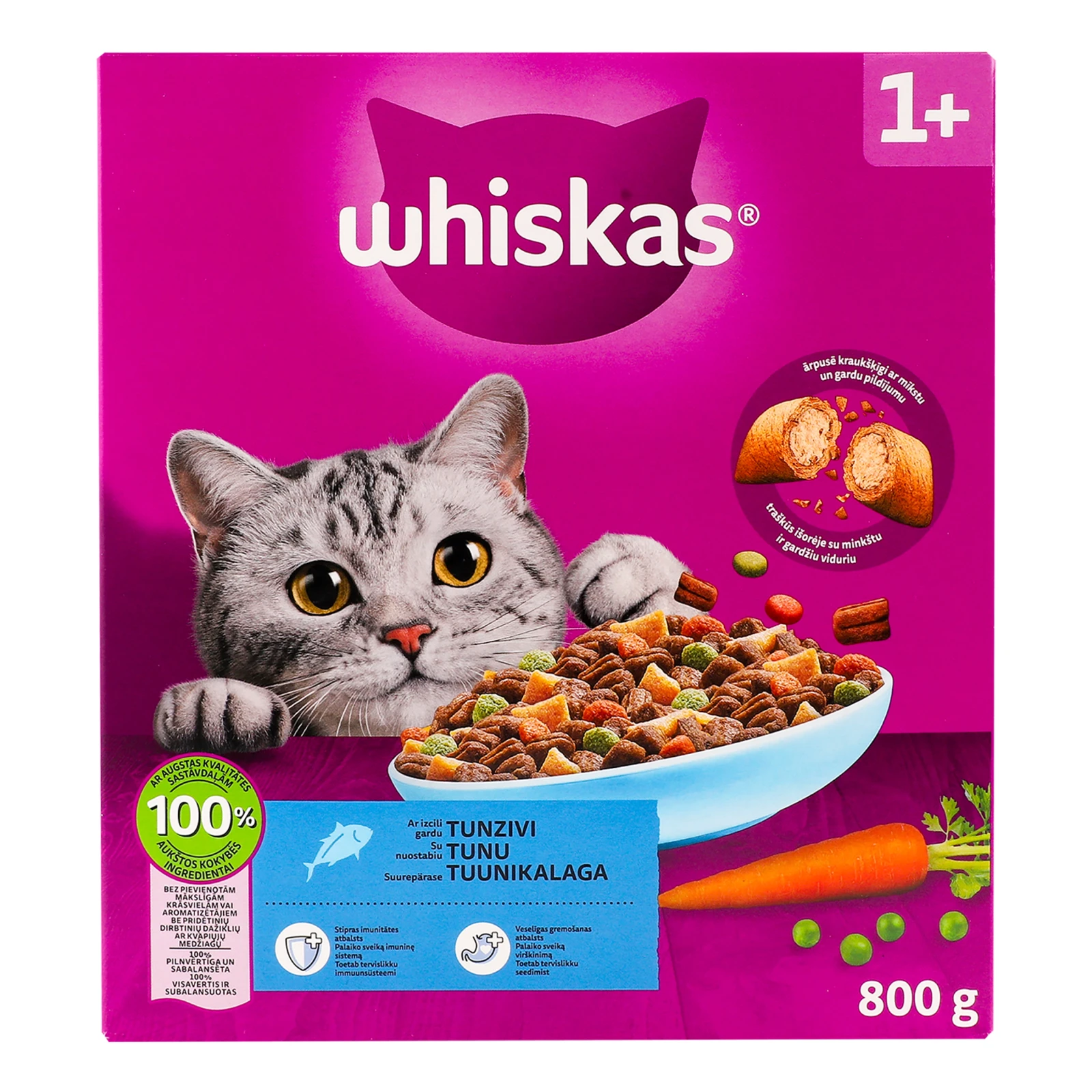 Корм для котів Whiskas сухий повнораціонний для дорослих котів З тунцем 800г Фото №:1