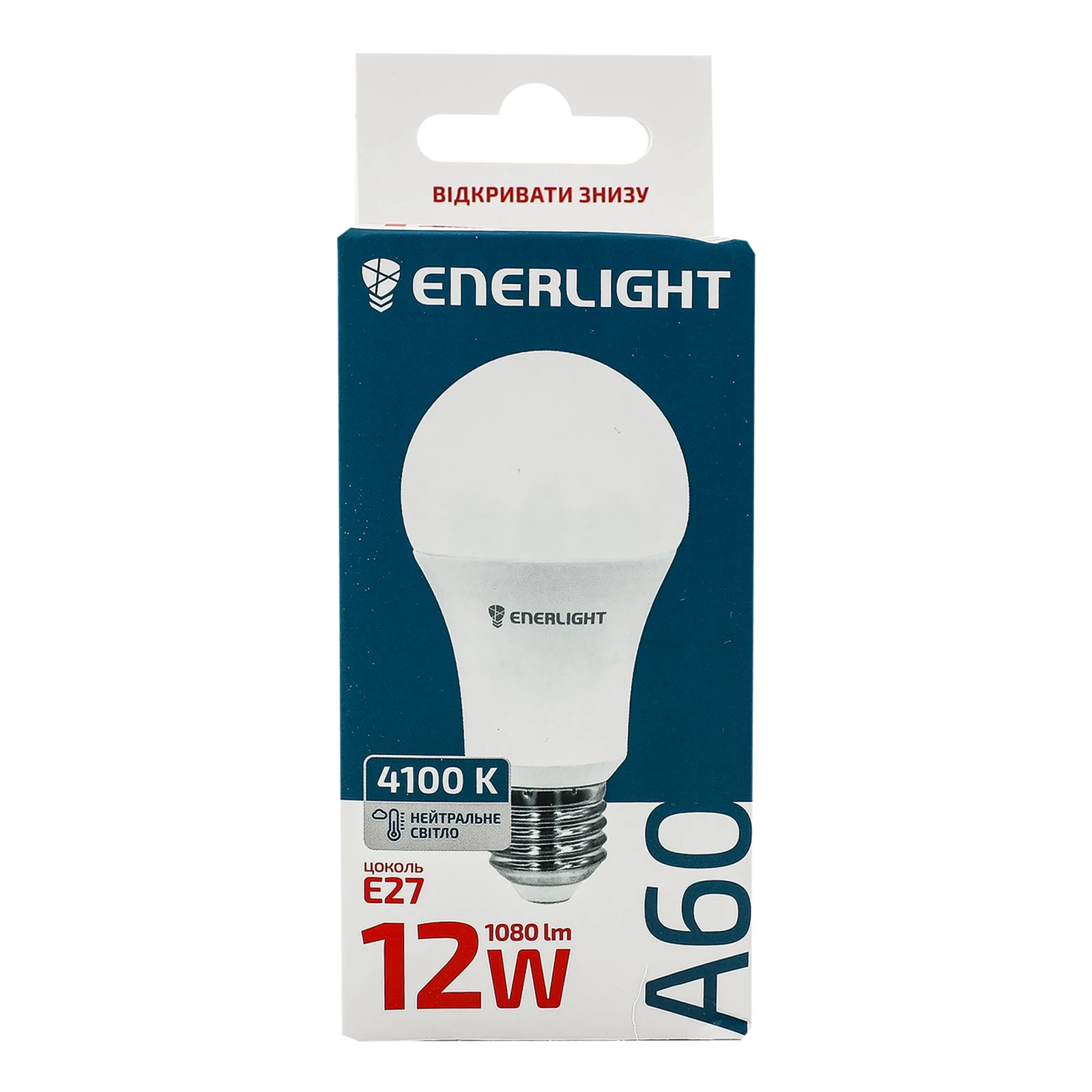 Лампа світлодіодна Enerlight 12W 1080lm E27 4100K A60 1шт Фото №:1