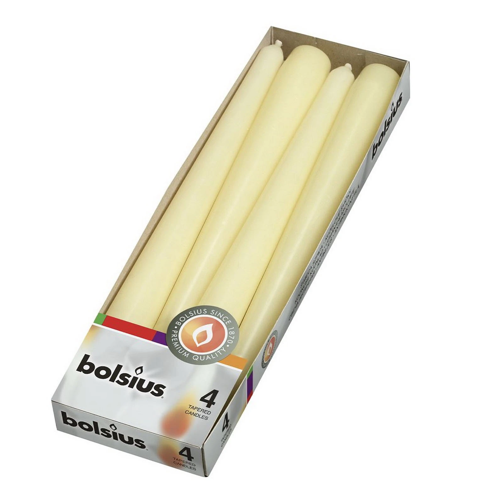 Свічка Bolsius конусна 245/24 кремова 350905 4шт Фото №:1