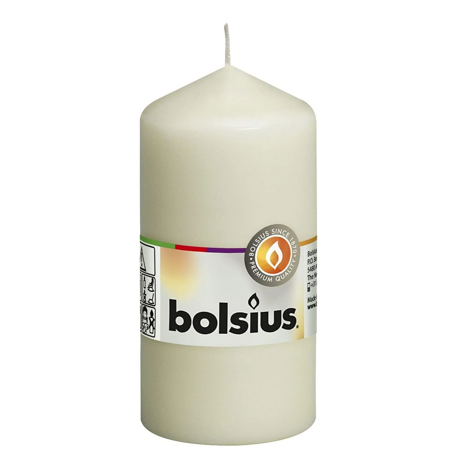 Свічка Bolsius стовпчик 120/60 кремова 390105 Фото №:1