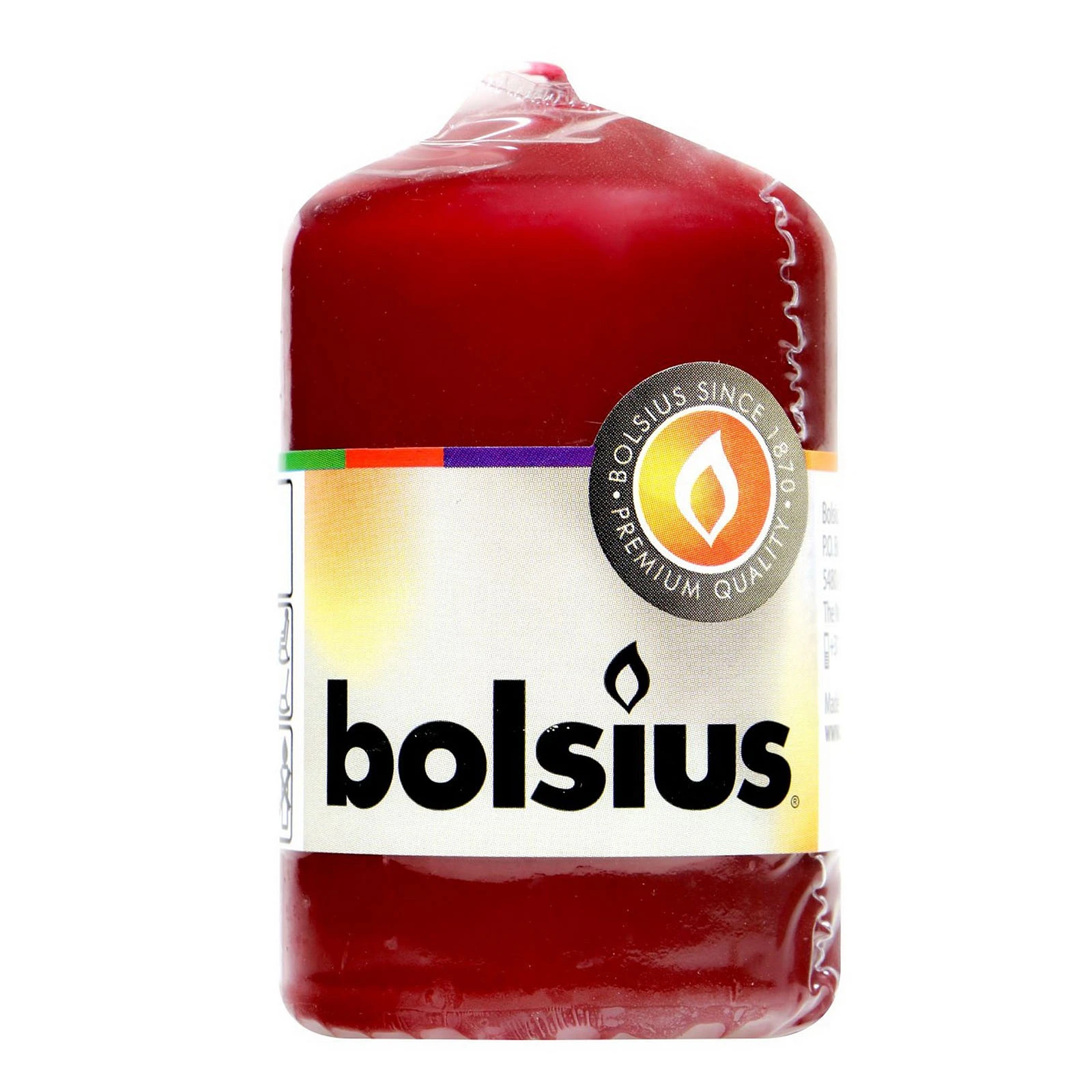 Свічка Bolsius стовпчик 80/50 бордо 200144 Фото №:1