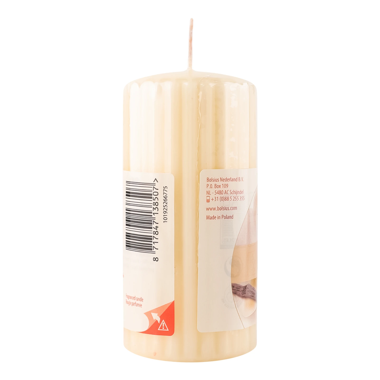 Свічка Bolsius 120/58  стовпчик ребриста з ароматом Ваніль 266775 Фото №:2