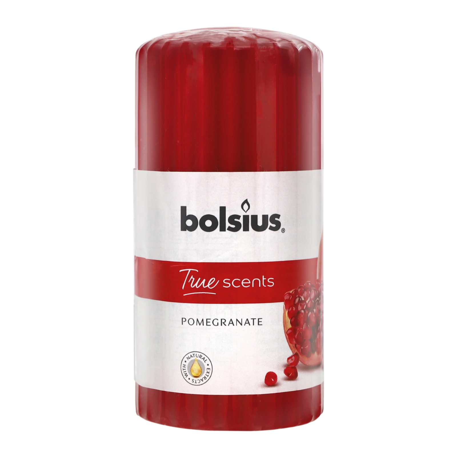 Свічка Bolsius 120/58 стовпчик ребриста з ароматом Гранат 266715