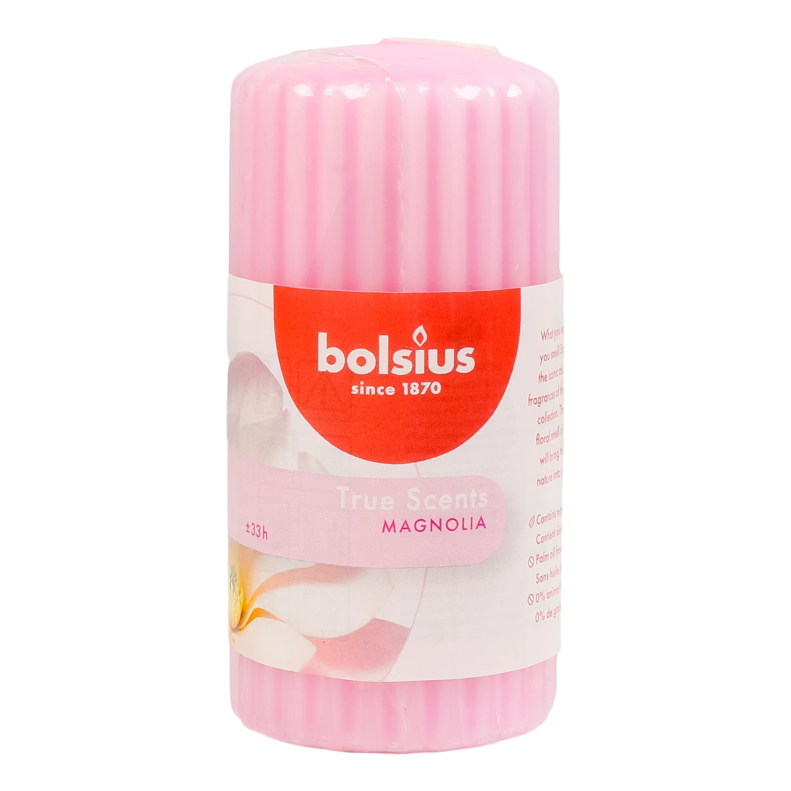 Свічка Bolsius 120/58 стовпчик ребриста з ароматом Магнолія 266704