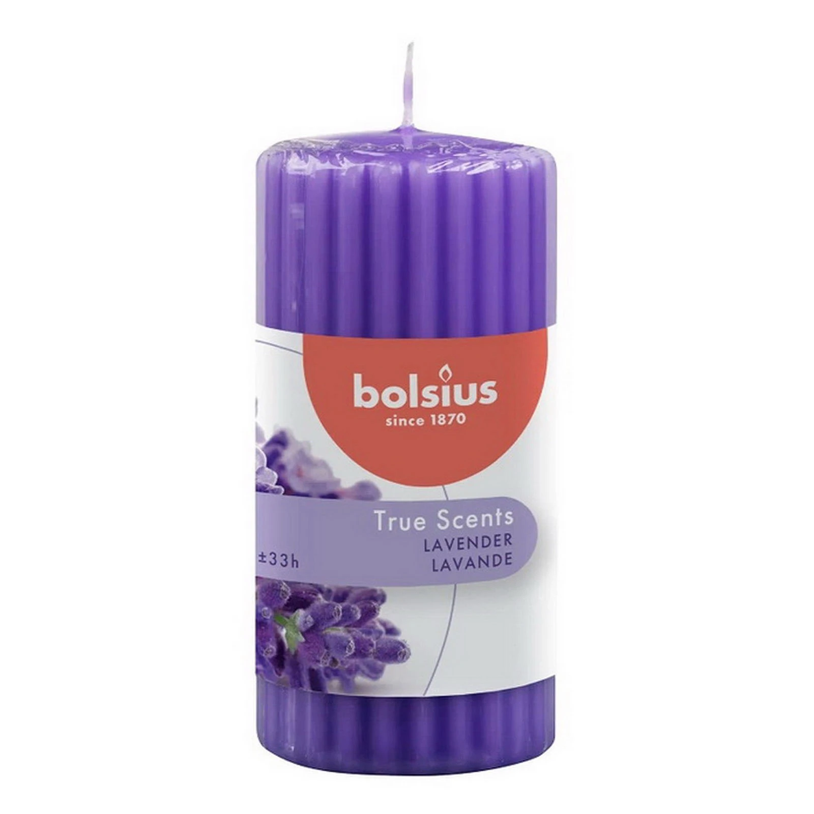 Свічка Bolsius стовпчик 120/58 ребриста з ароматом Французька лаванда 266777 Фото №:1