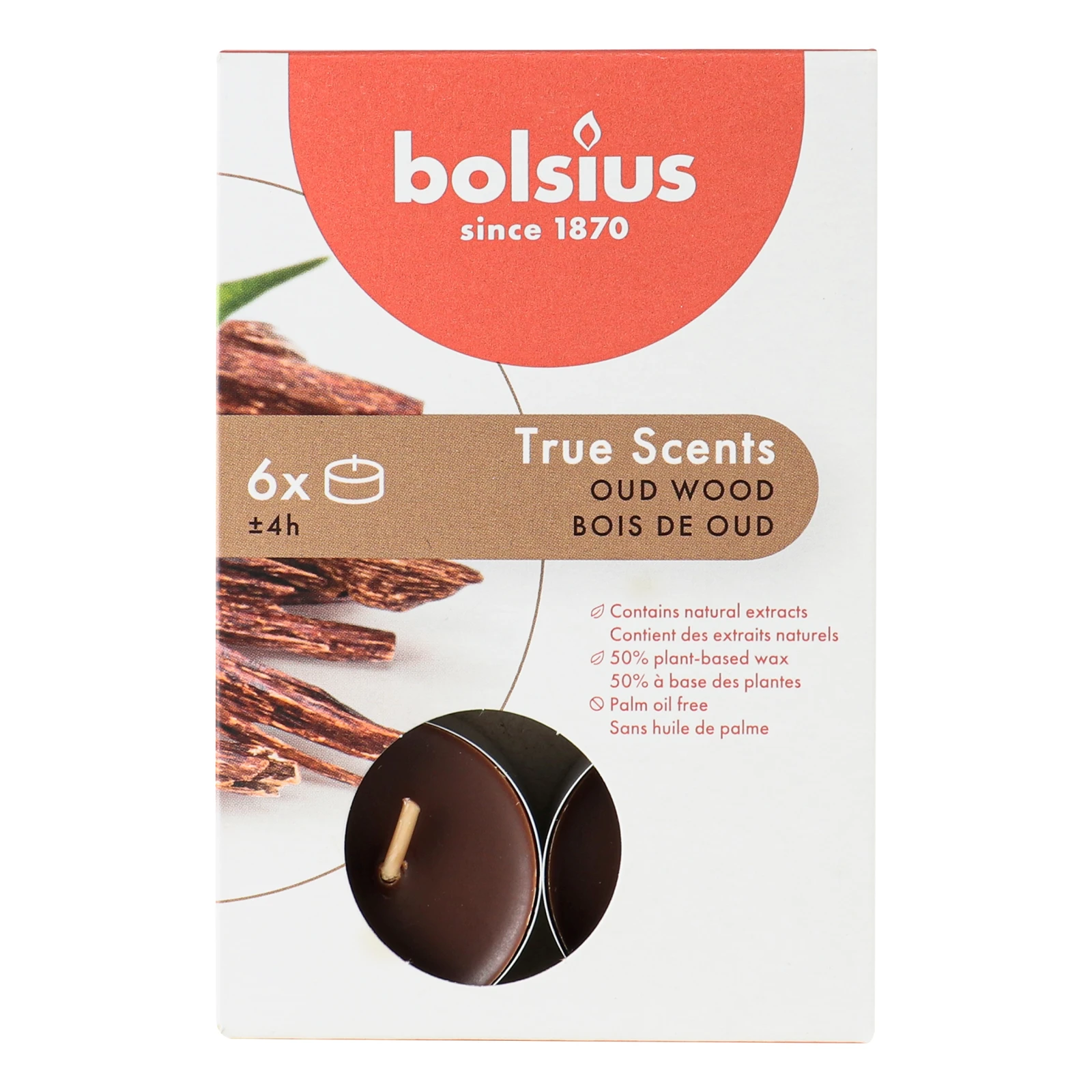 Свiчки Bolsius ароматичнi 6шт Агарове дерево 941570 Фото №:1