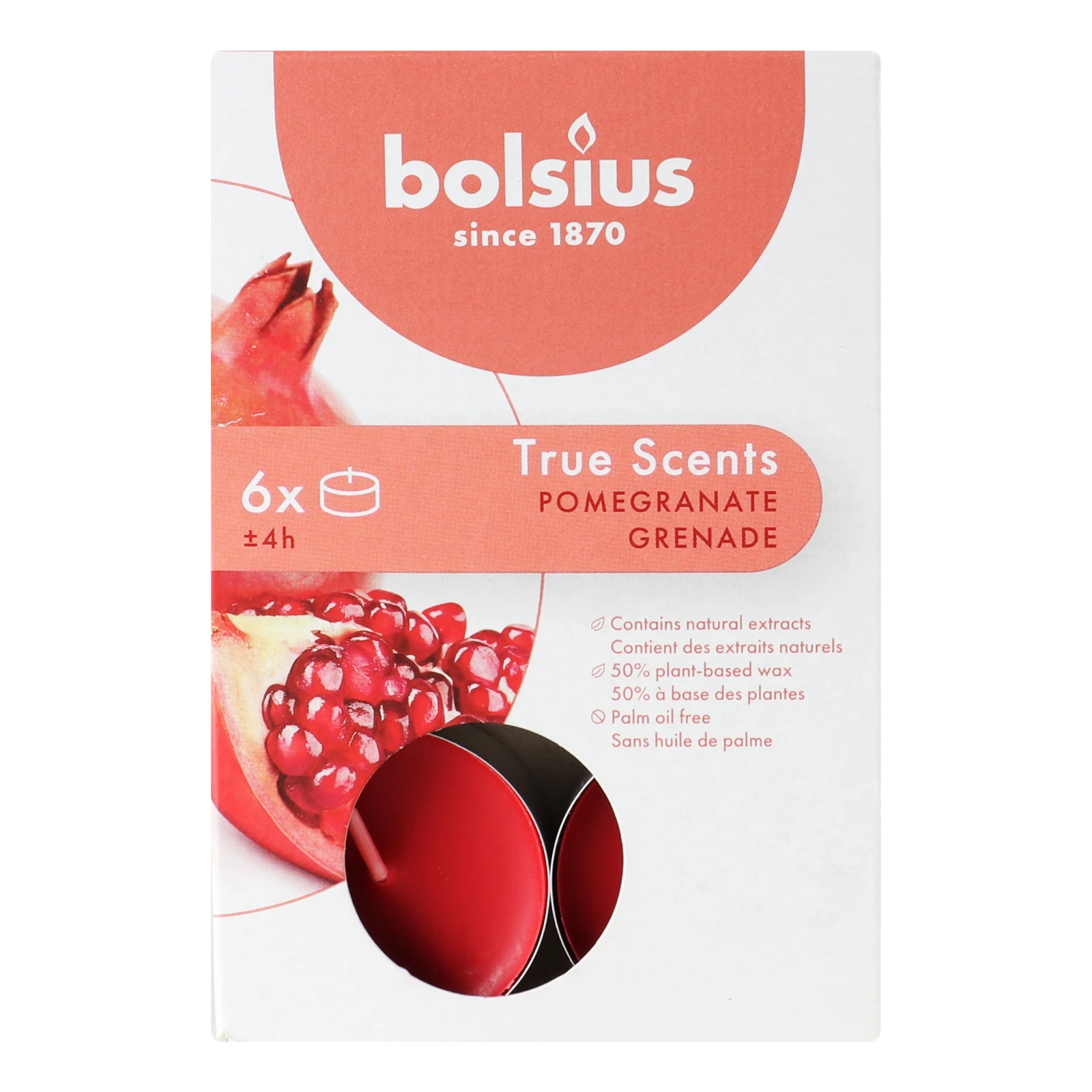 Свiчки Bolsius ароматичнi 6шт Гранат 941515