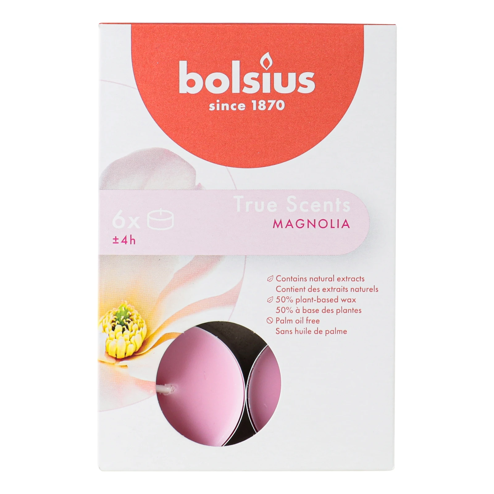 *Свiчки Bolsius ароматичнi 6шт Магнолія 941504 Фото №:1