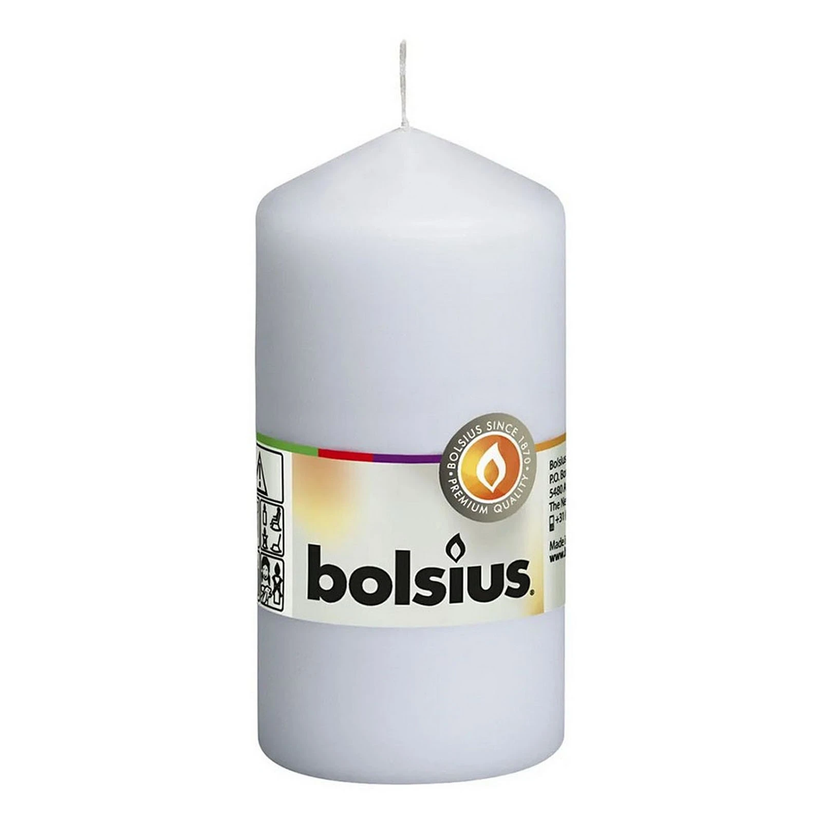 Свічка Bolsius стовпчик 120/60 біла 390102 Фото №:1