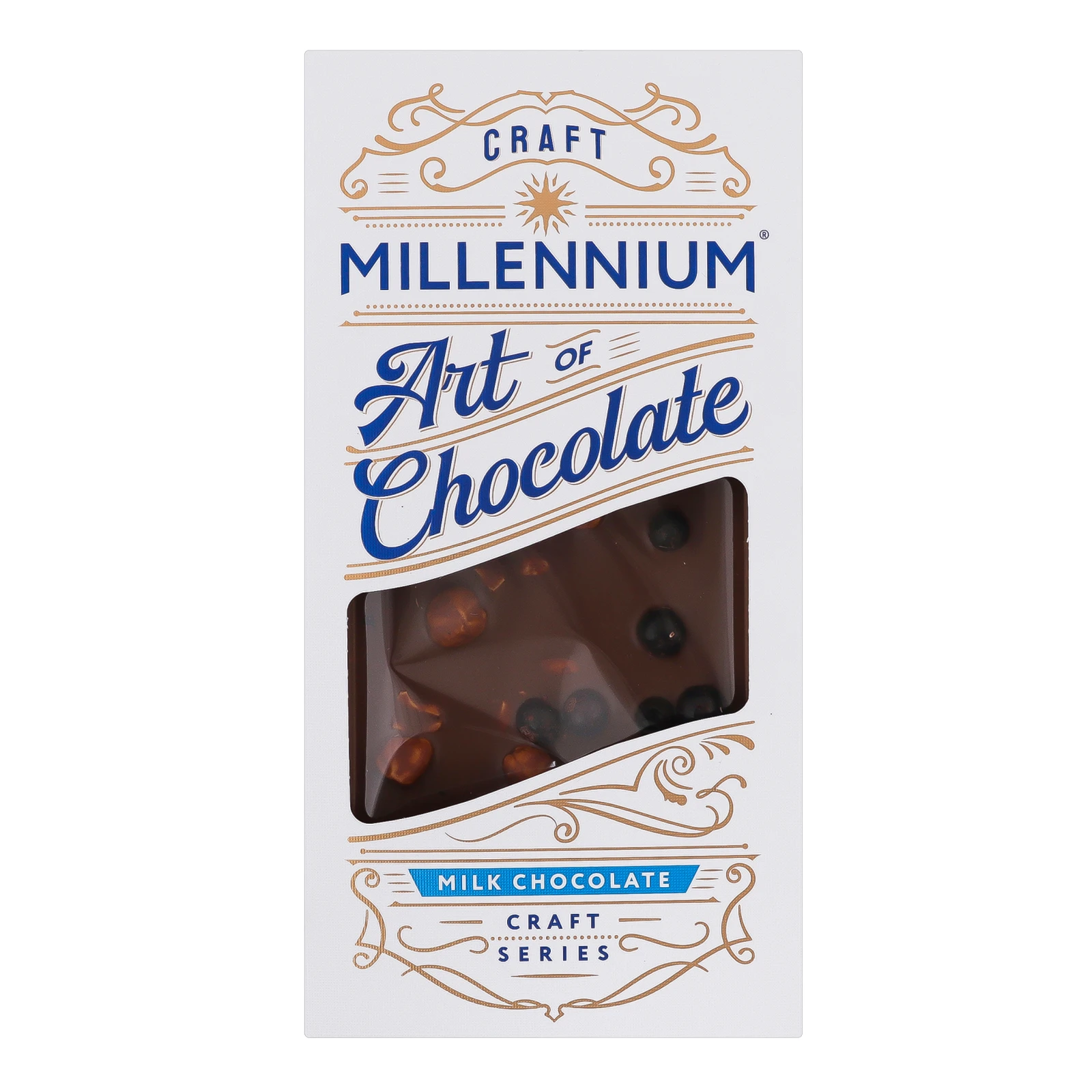 Шоколад Millennium Craft Series молочний з кеш'ю, фундуком, мигдалем та смородиною 100г Фото №:1