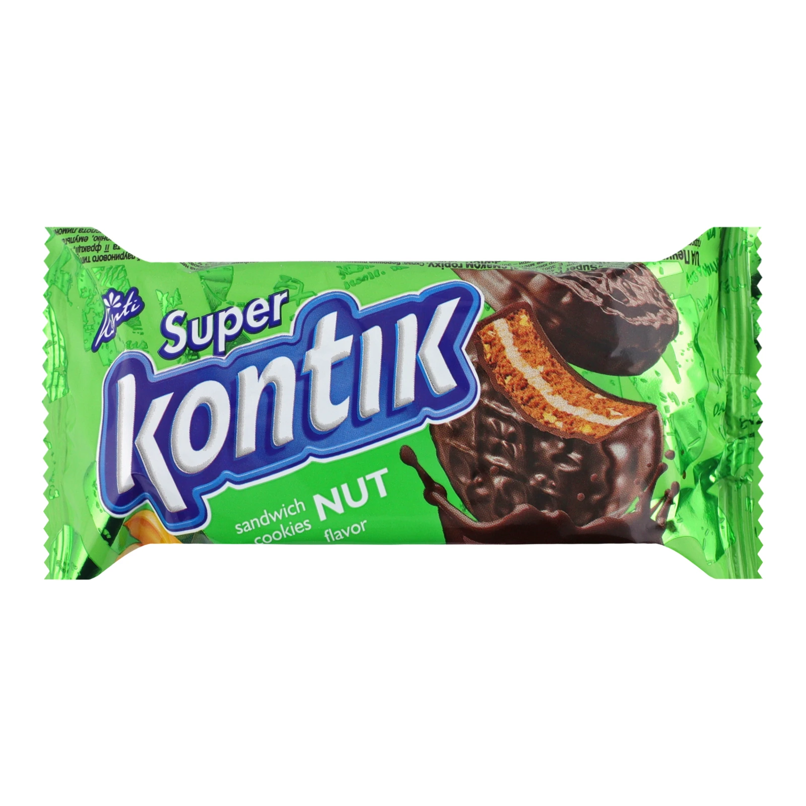 Печиво-сендвіч Super Kontik зі смаком горіха 90г Фото №:1