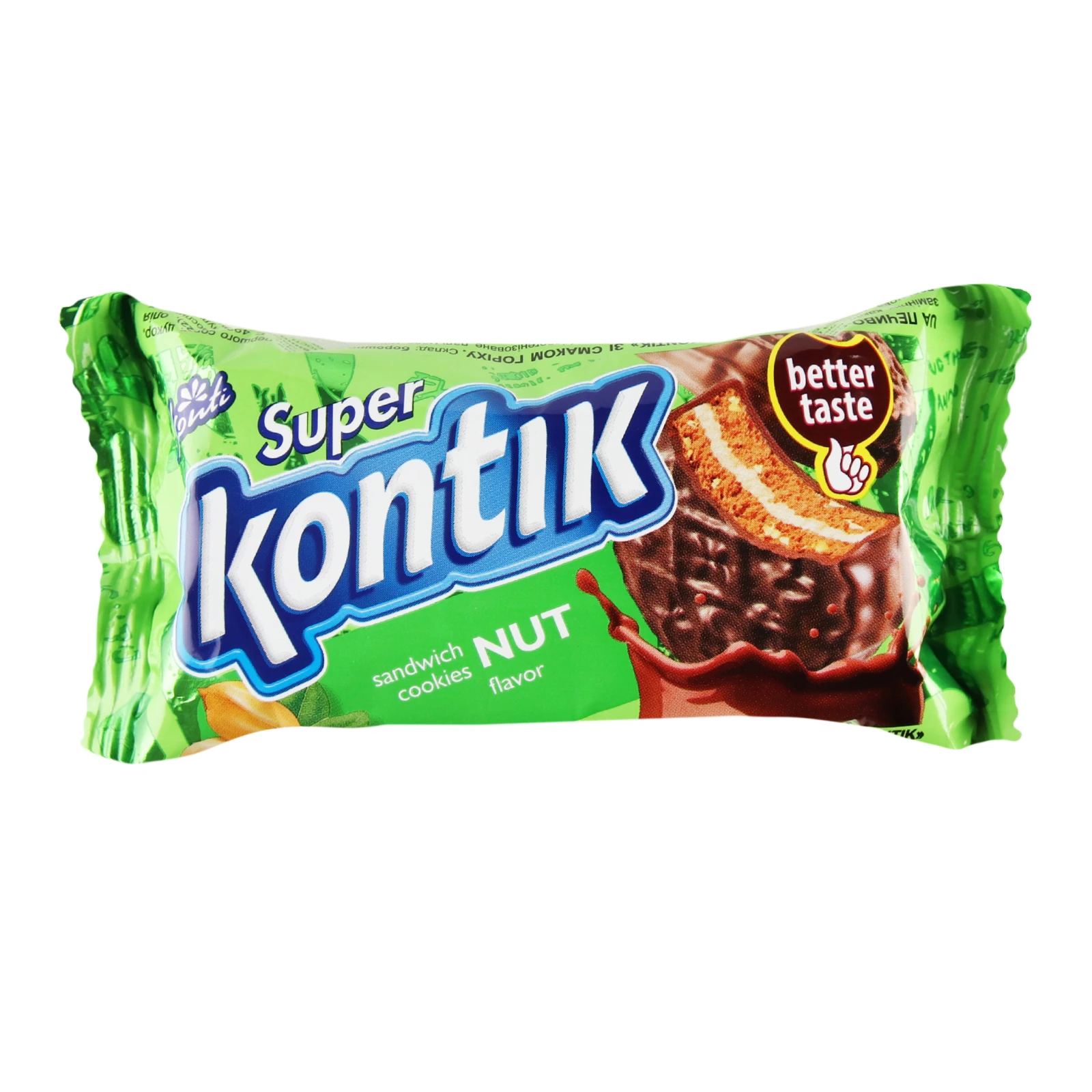 Печиво-сендвіч Konti Super Kontik зі смаком горіха 90г Фото №:1