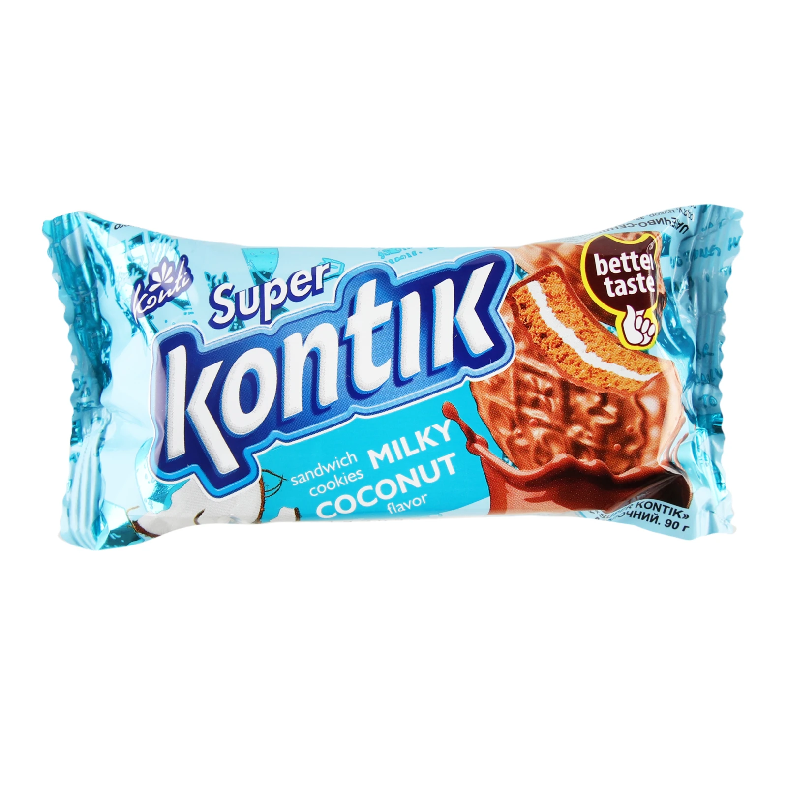 Печиво-сендвіч Konti Super Kontik молочний зі смаком кокоса 90г Фото №:1