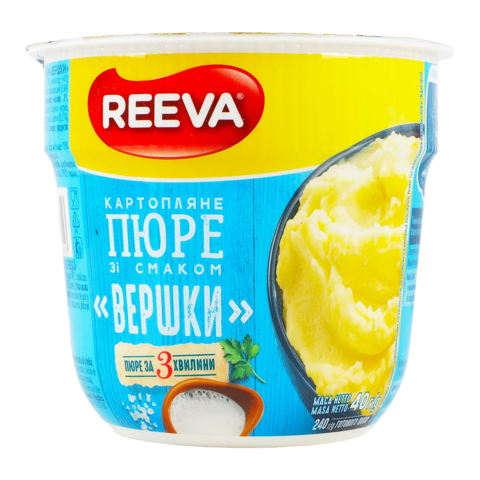 Пюре Reeva швидкого приготування картопляне зі смаком Вершки 40г Фото навігації №:1
