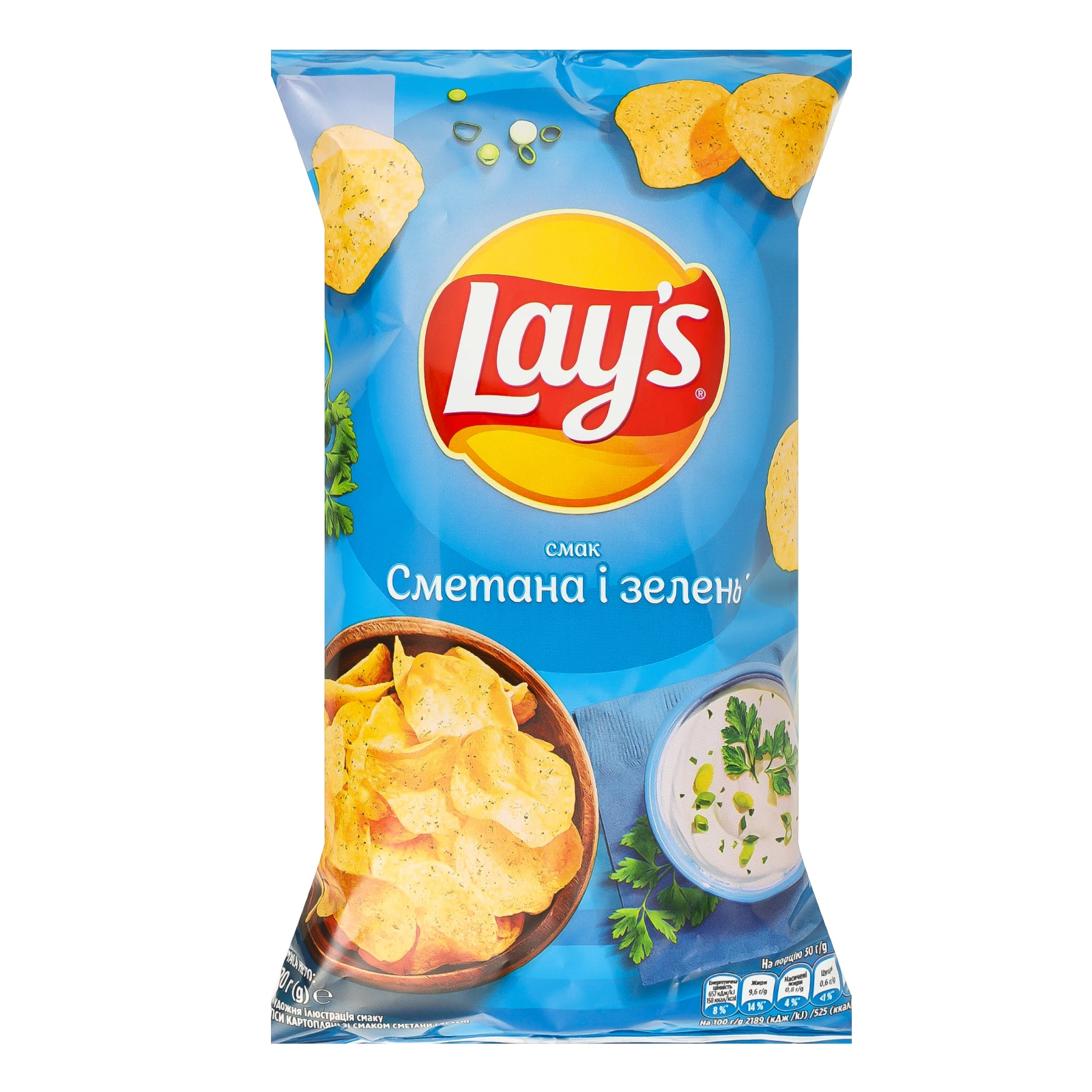Чипси картопляні Lay's Сметана і зелень 120г Фото №:1