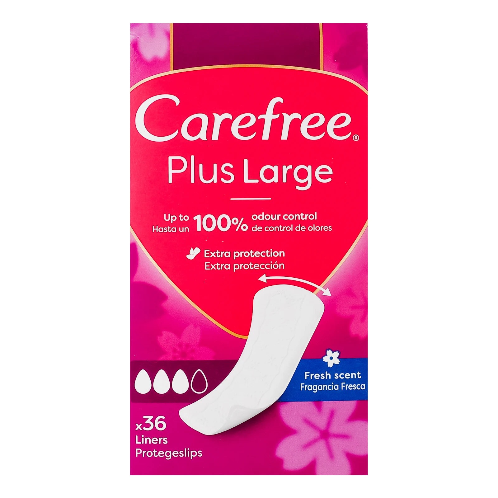 Прокладки Carefree гігієнічні щоденні Plus large Fresh жіночі 36шт Фото навігації №:1