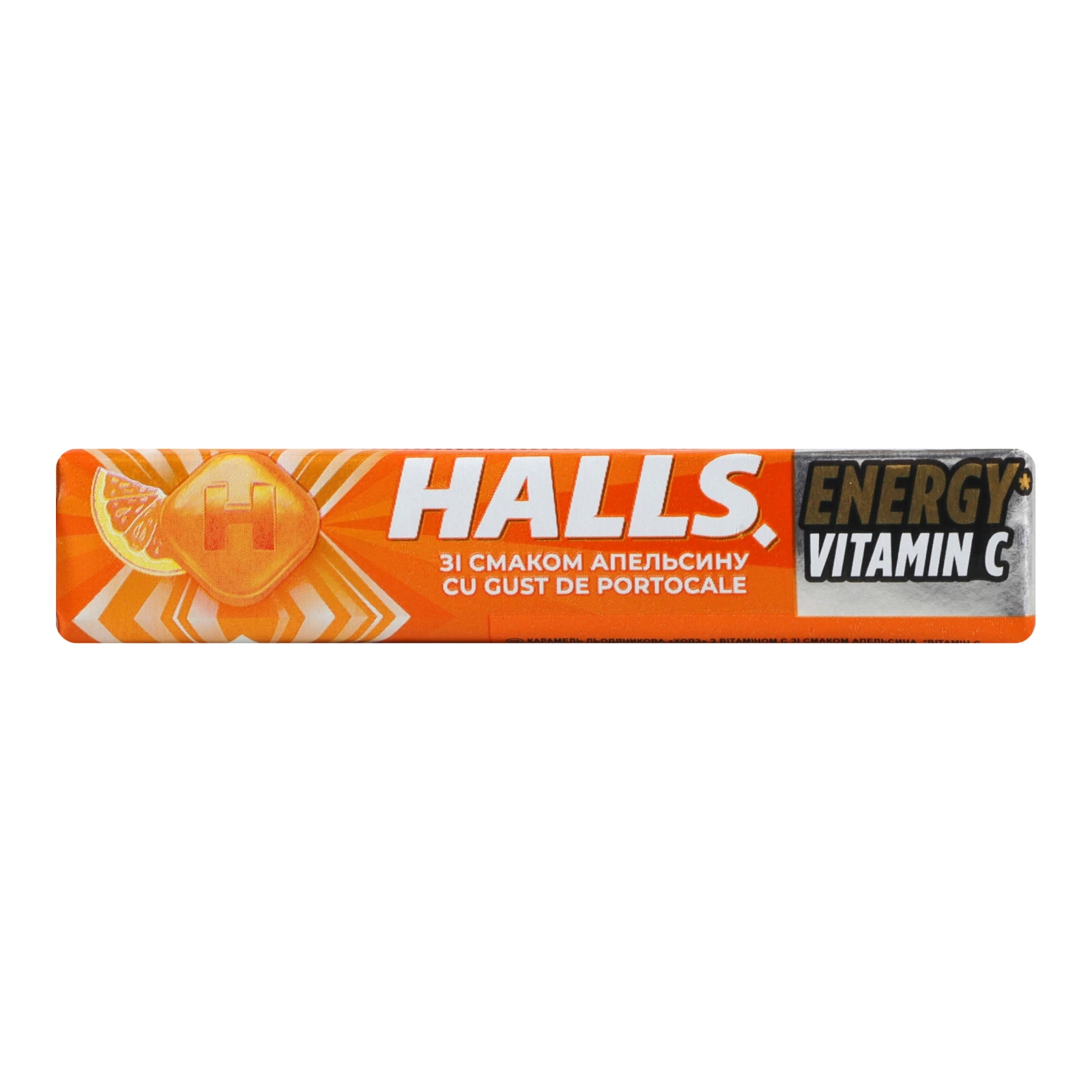 Карамель льодяникова Halls Energy Vitamin C зі смаком апельсина 25.2г Фото №:1