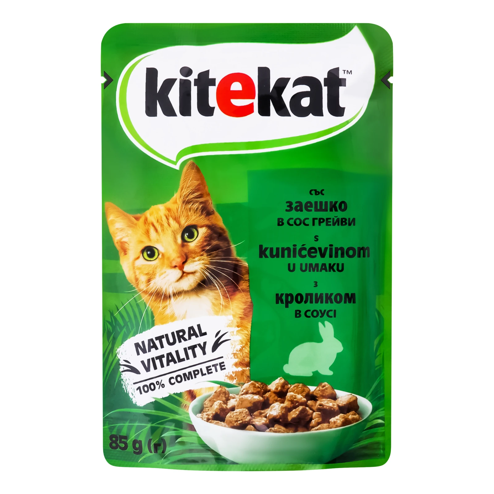 Корм консервований Kitekat З кроликом в соусі повнораціонний для дорослих котів 85г Фото №:1