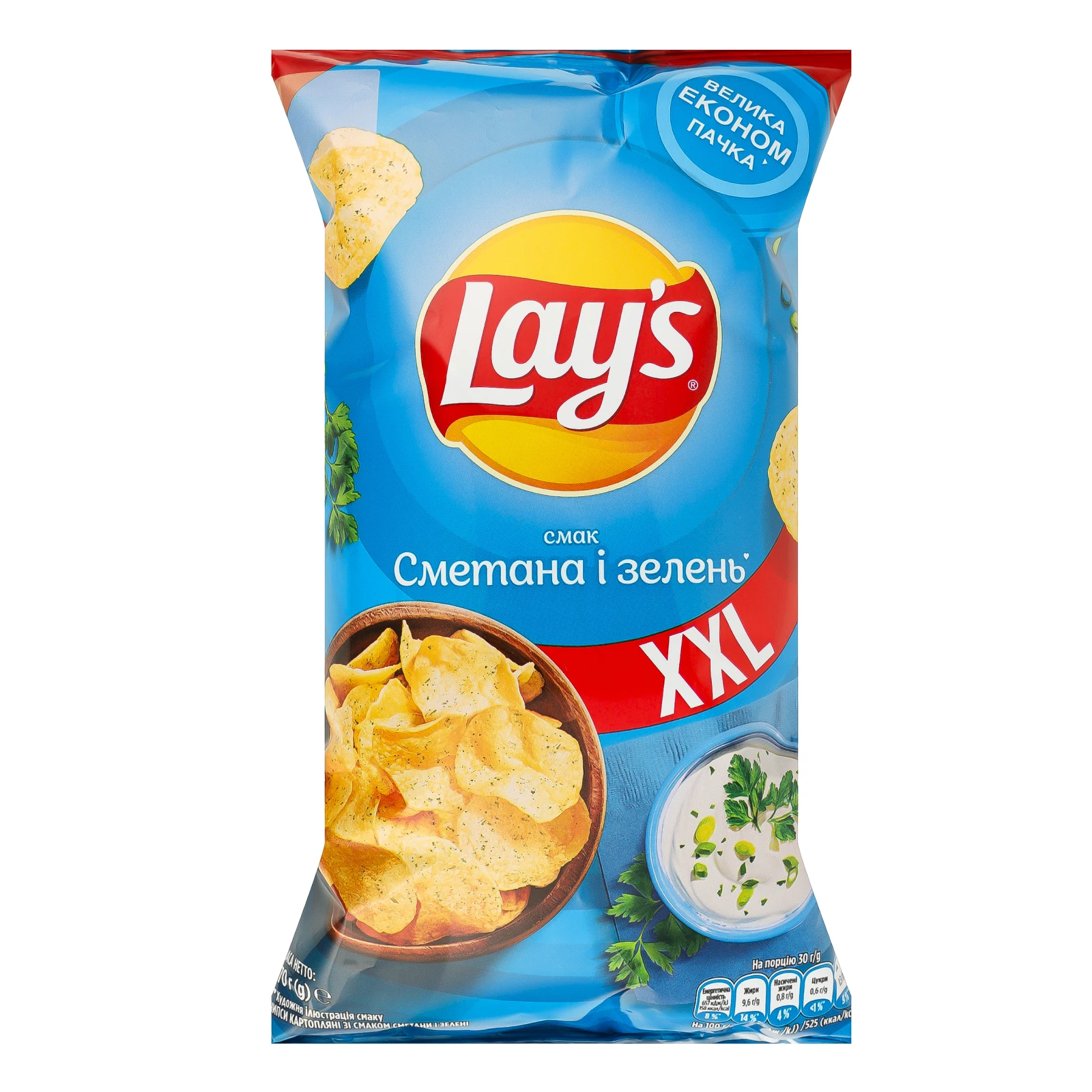 Чипси картопляні Lay's Сметана і зелень 170г Фото №:1