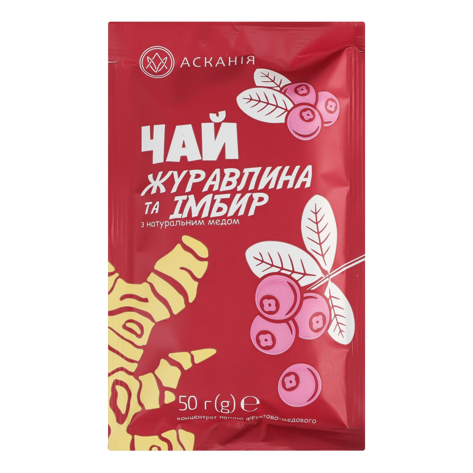 Концентрат напою Асканія фруктово-медового Чай Журавлина та імбир з натуральним медом 50г