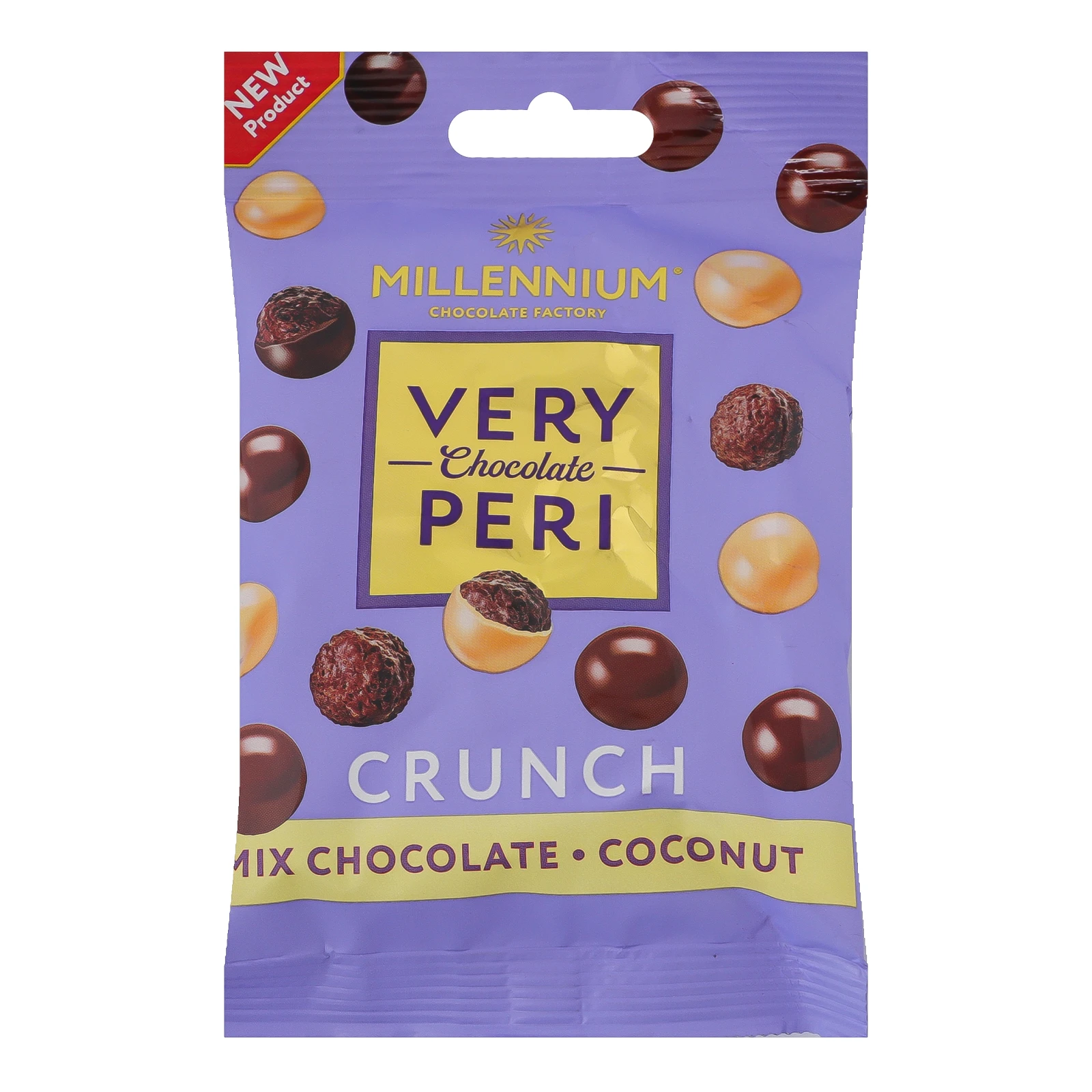 Драже Millennium Very Peri Crunch у молочному та білому шоколаді з кокосом 80г Фото №:1