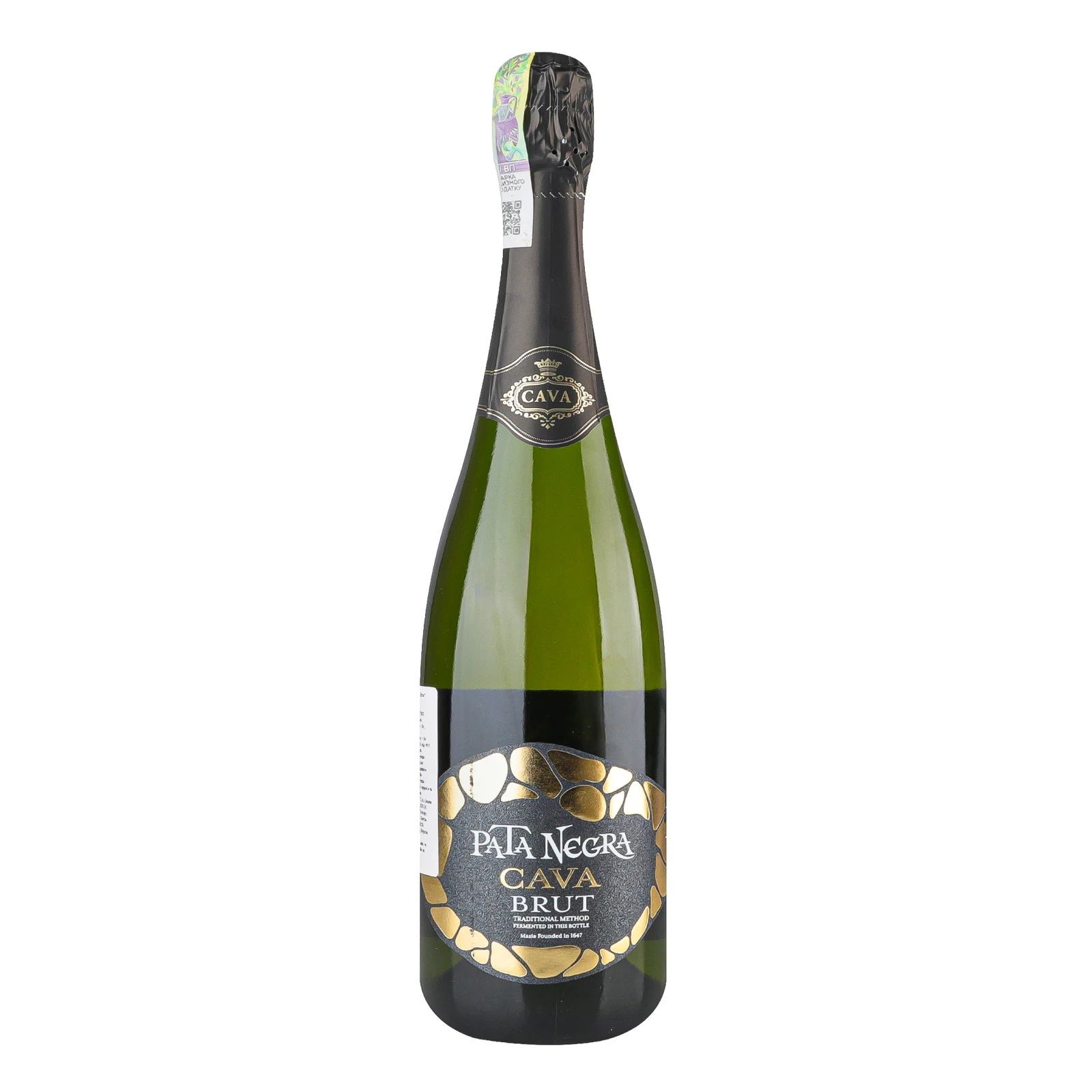 Вино ігристе Pata Negra Cava Brut виноградне натуральне біле брют 11.5% 0.75л Фото навігації №:1