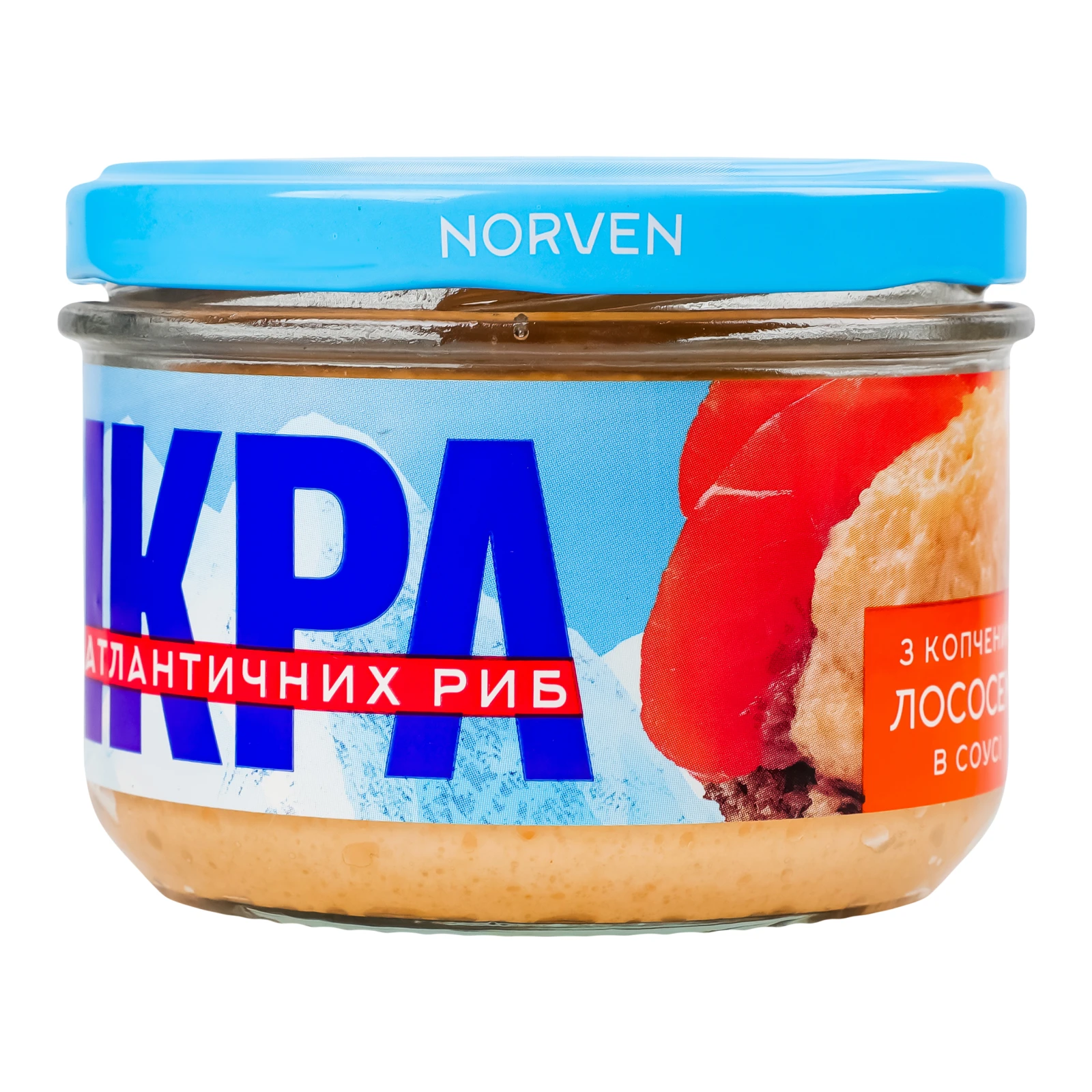 Ікра атлантичних риб Norven з копченим лососем в соусі пастеризована 160г Фото №:1