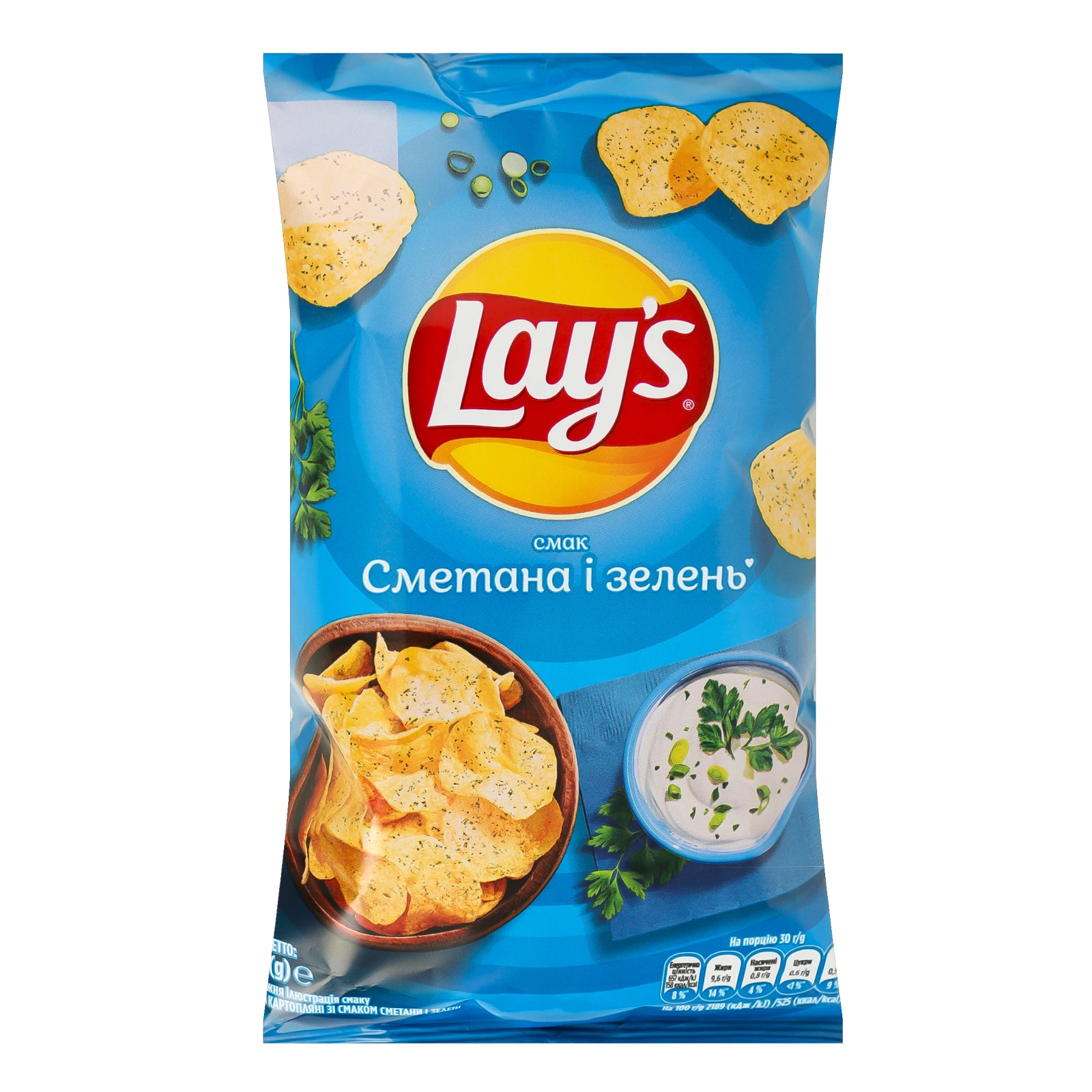 Чипси картопляні Lay's Сметана і зелень 60г Фото №:1
