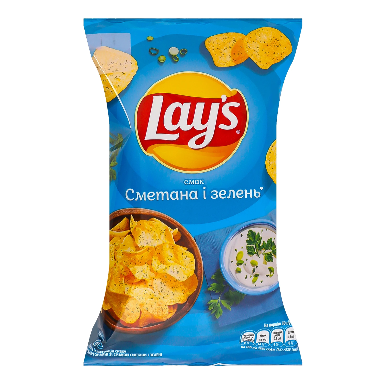 Чипси Lay's картопляні зі смаком Сметана і зелень 60г