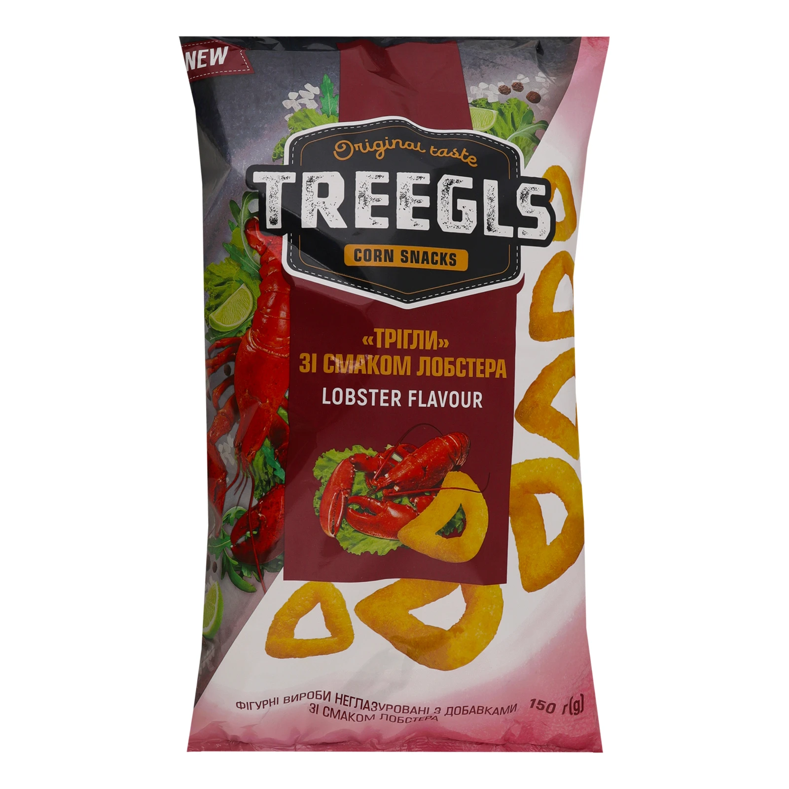 Снеки Treegls кукурудзяні неглазуровані зі смаком лобстера 150г Фото №:1