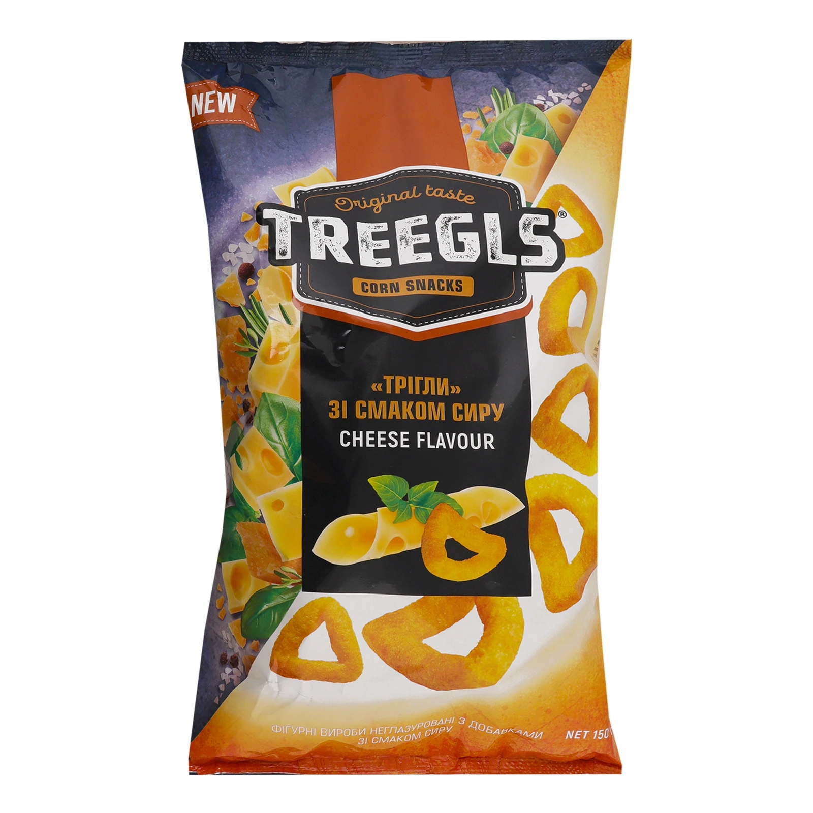 Снеки Treegls кукурудзяні неглазуровані зі смаком сиру 150г Фото №:1