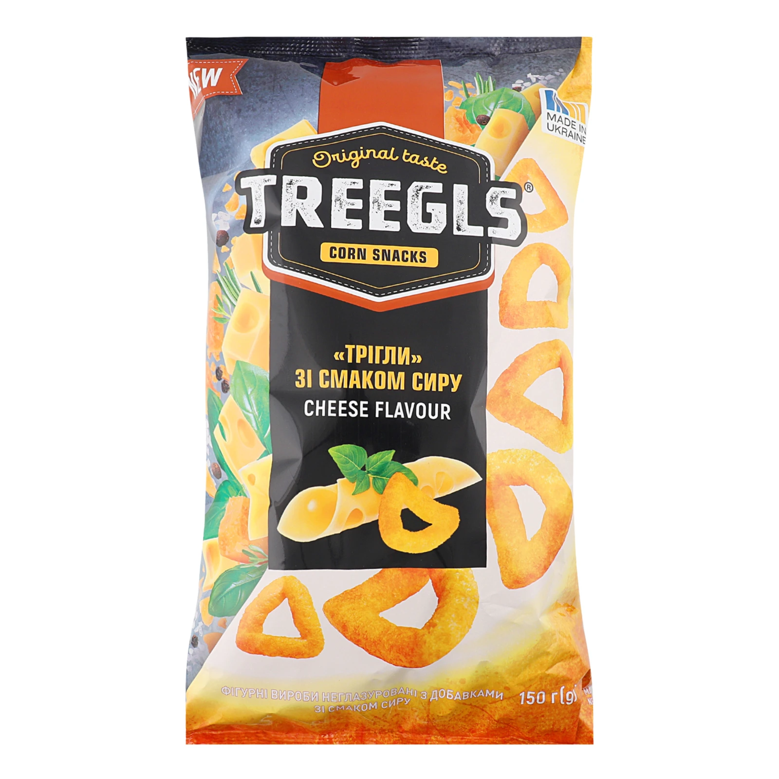 Снеки Treegls Трігли неглазуровані зі смаком Сиру 150г Фото №:1