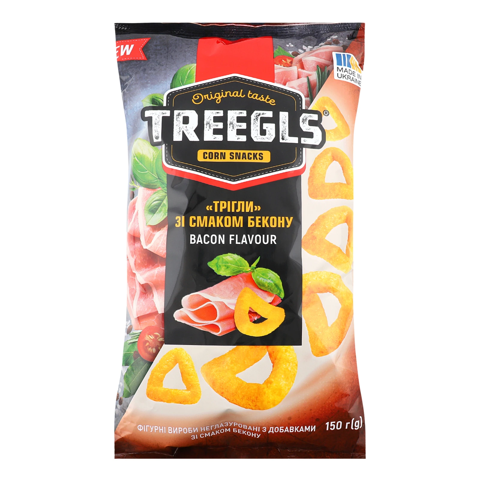 Снеки Treegls кукурудзяні неглазуровані зі смаком бекону 150г Фото №:1
