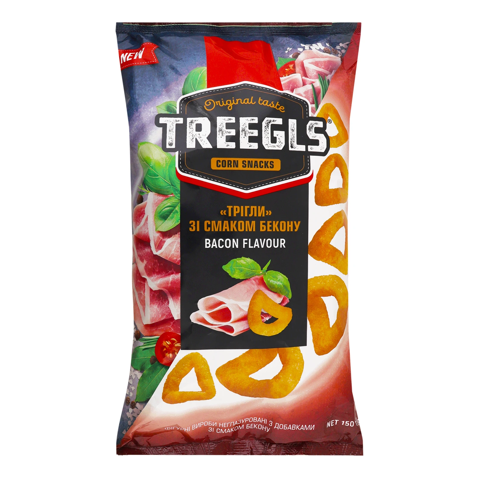 Снеки Treegls кукурудзяні неглазуровані зі смаком бекону 150г Фото №:1