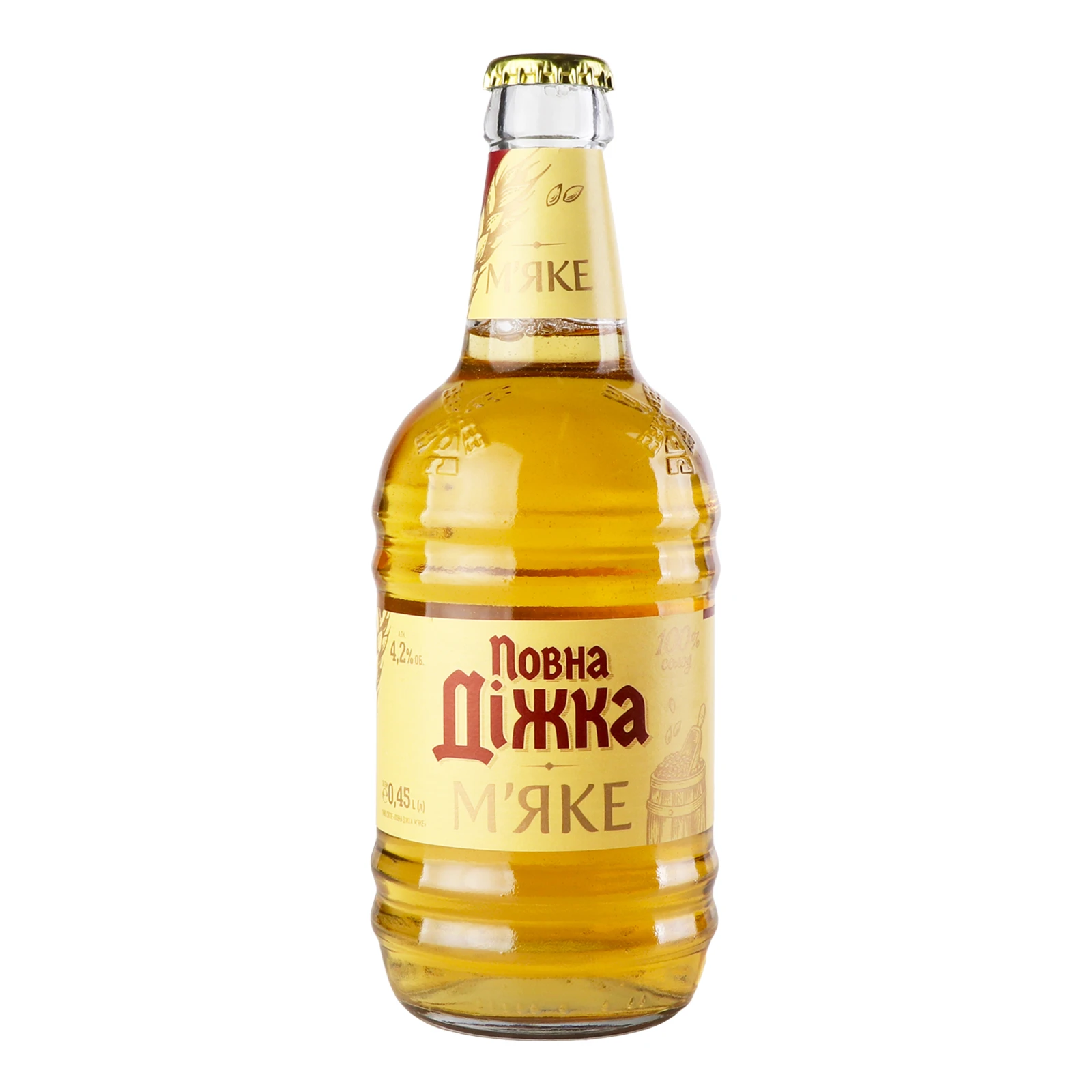 Пиво Повна Діжка М'яке світле пастеризоване 4.2% 0.45л