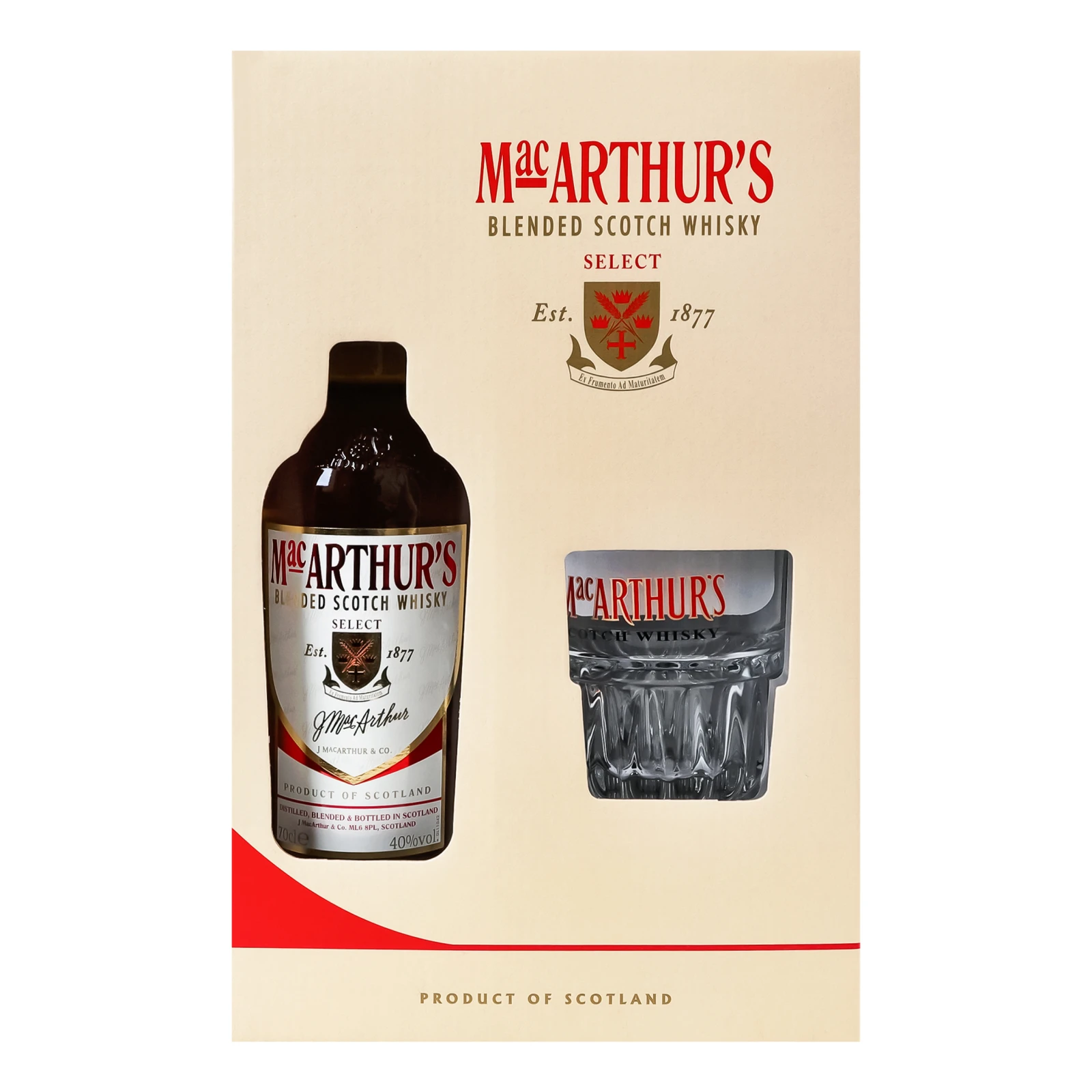 Набір MacArthur's Віскі 40% 0.7л + 1 склянка Фото №:1