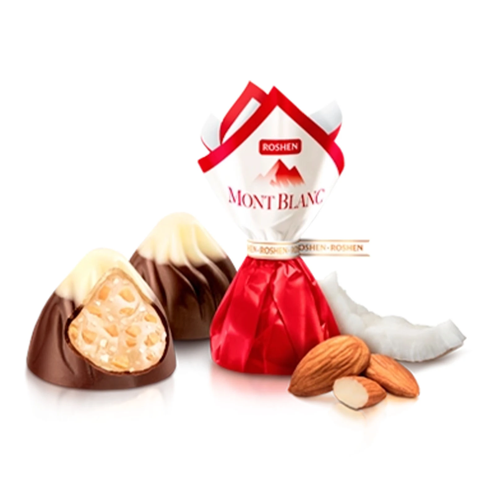 Цукерки Roshen Монблан з подрібненим мигдалем та кокосовим кремом
