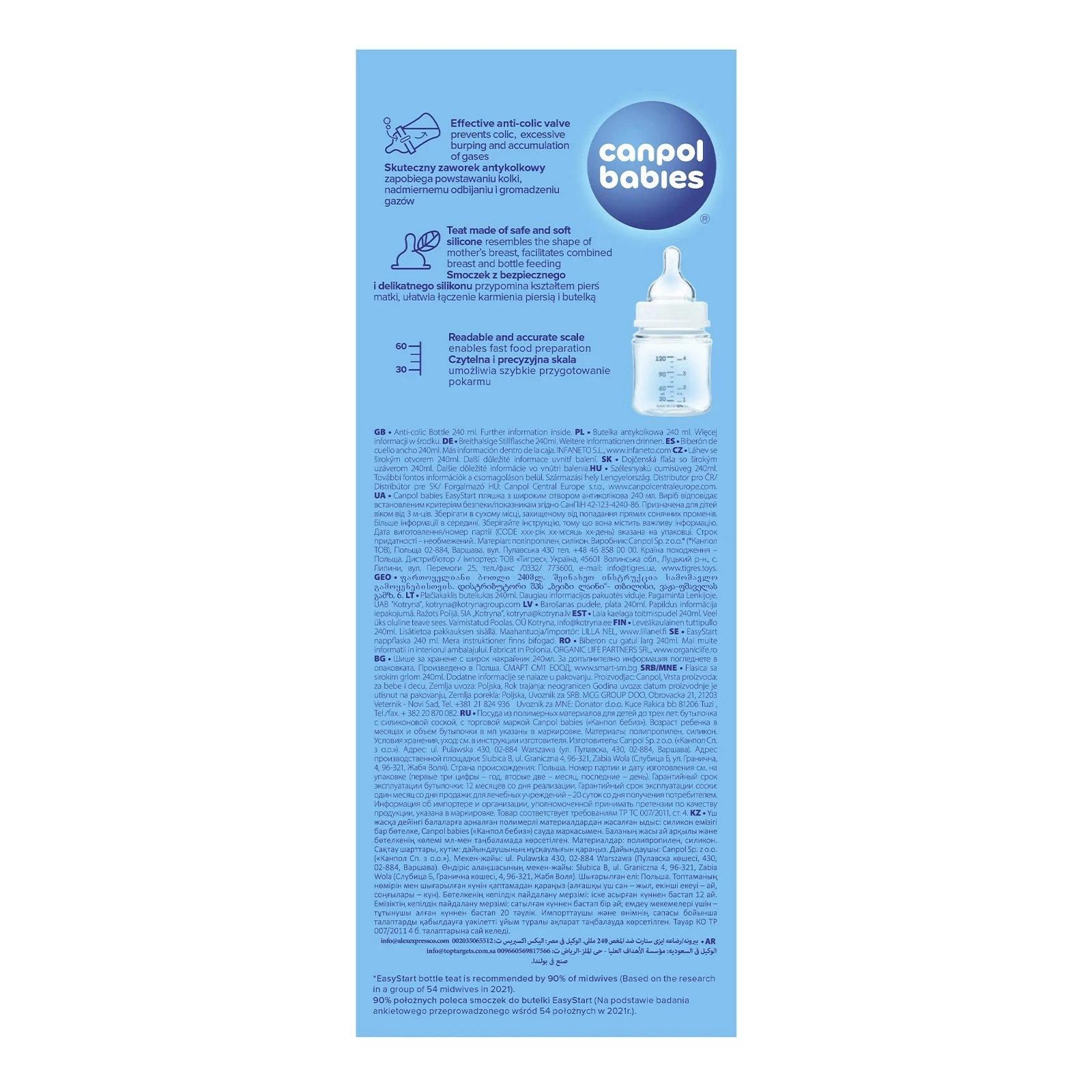 Пляшка Canpol babies Easystart антиколікова з широким отвором Royal baby рожева 240мл 35/234_pin Фото №:2