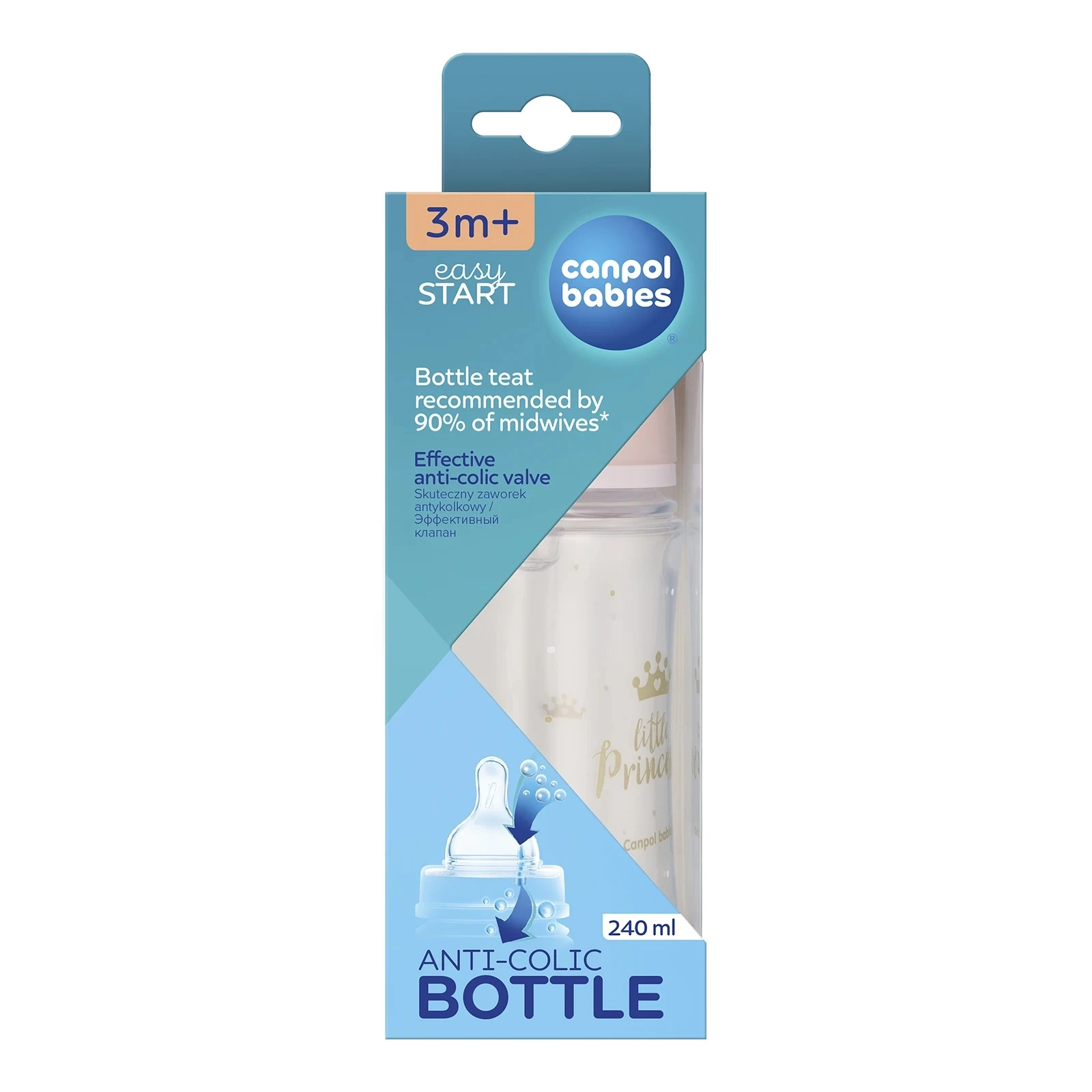 Пляшка Canpol babies Easystart антиколікова з широким отвором Royal baby рожева 240мл 35/234_pin