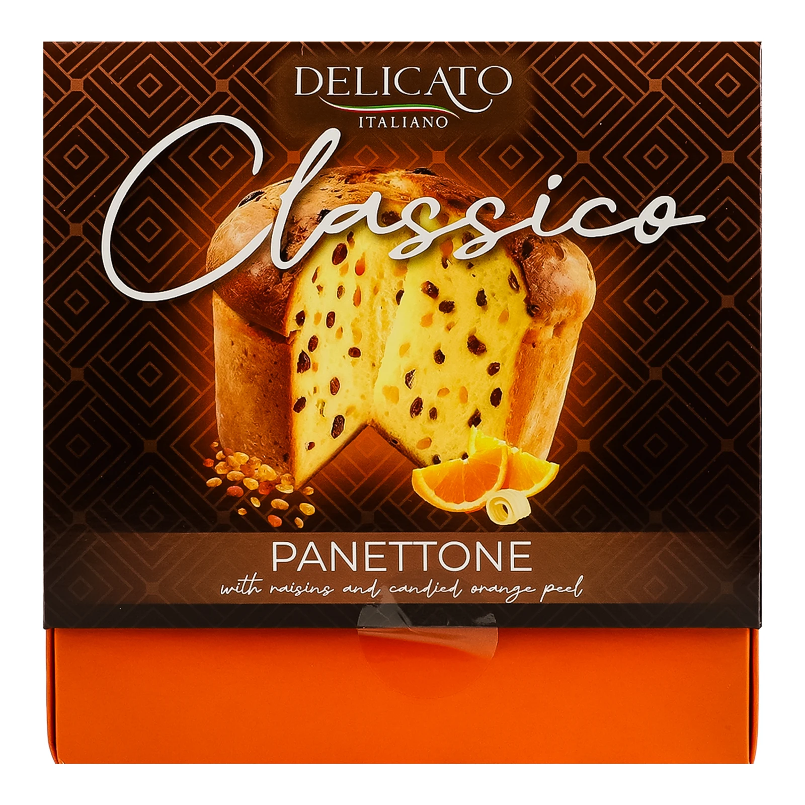 Панеттоне Delicato Classico із зацукрованою апельсиновою цедрою та родзинками 500г Фото №:1